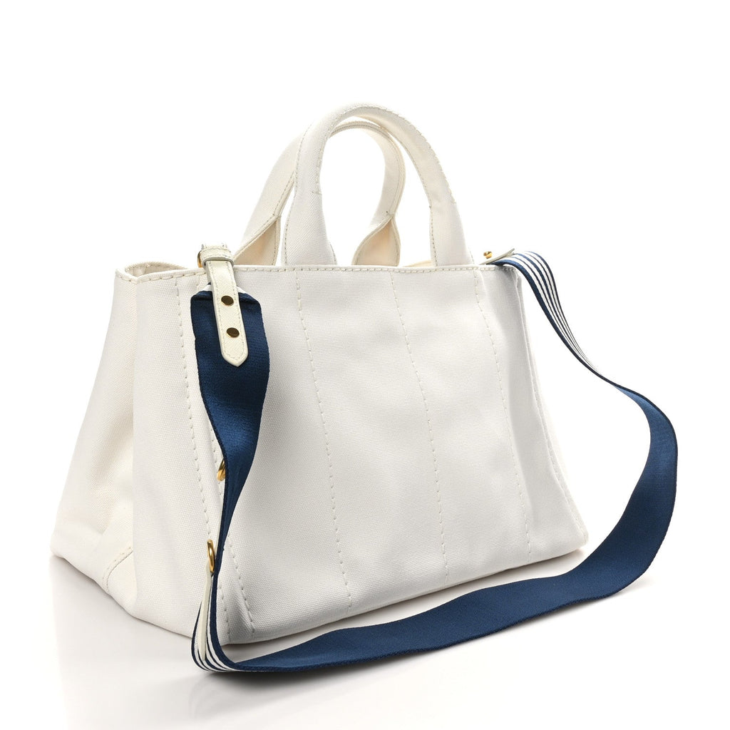 Canapa Logo Tote Bianco Blue