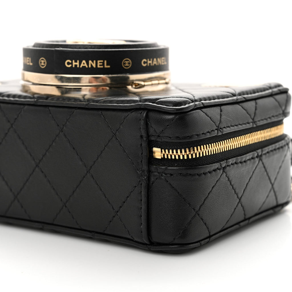 Lambskin Quilted Coco  Bag Black