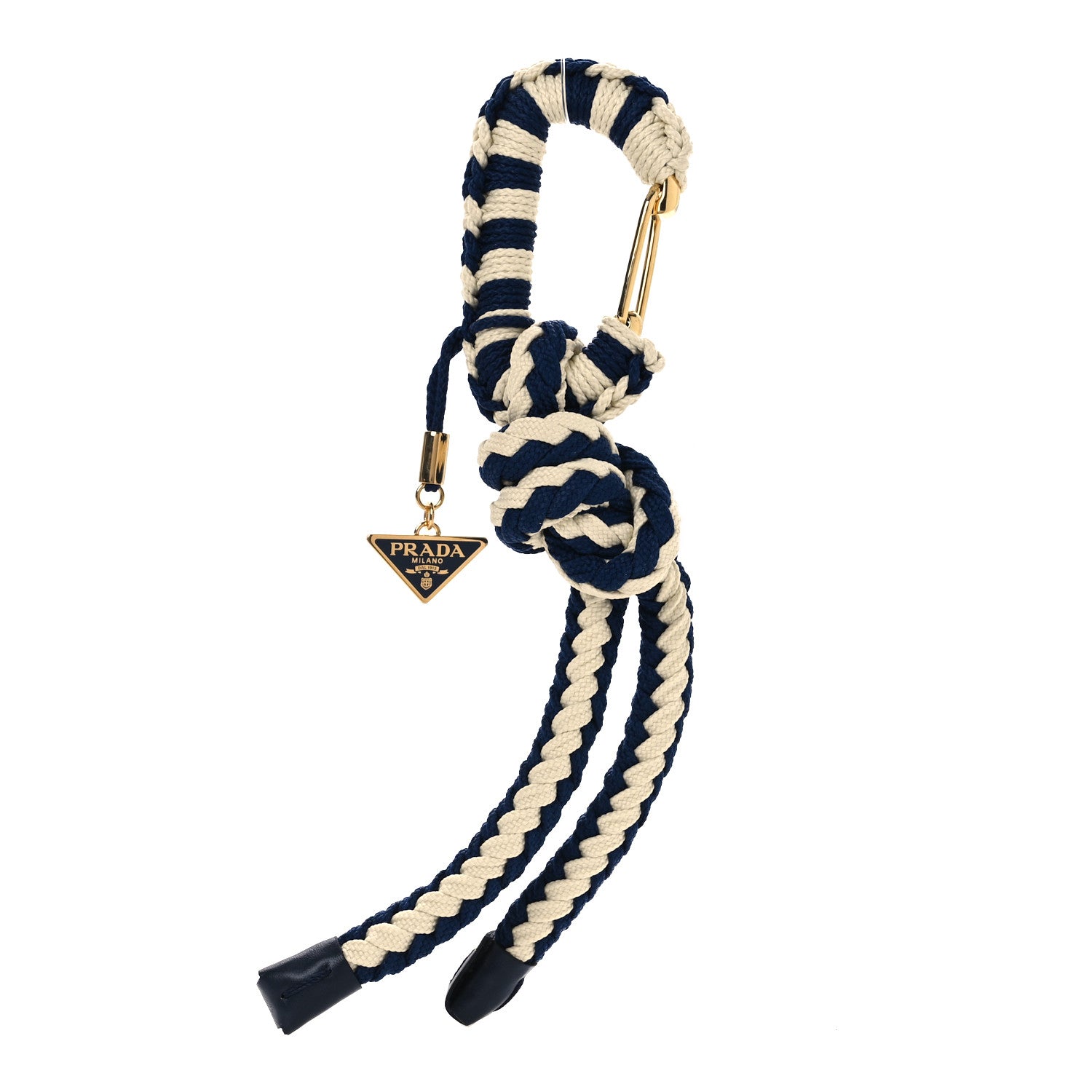 Cotton Striped Metal Triangle Logo Cord Keychain Blue White
