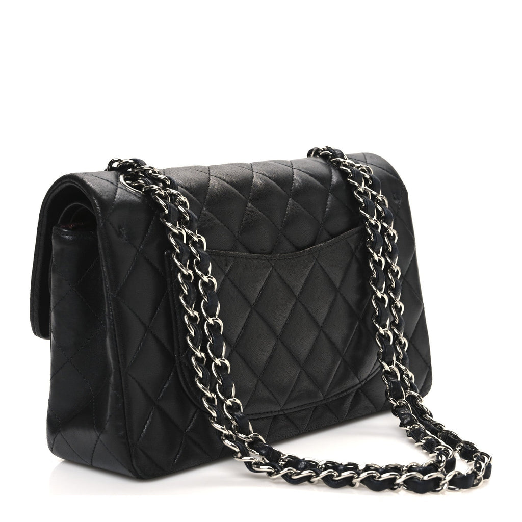 Lambskin Quilted Small Double Flap Black