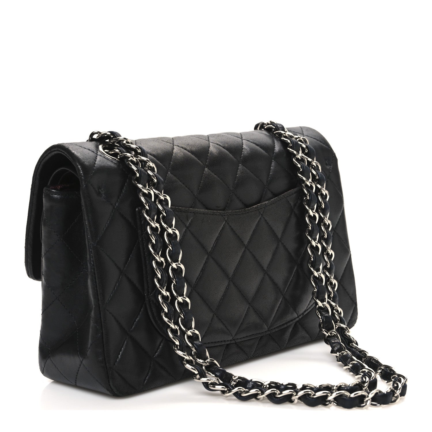 Lambskin Quilted Small Double Flap Black