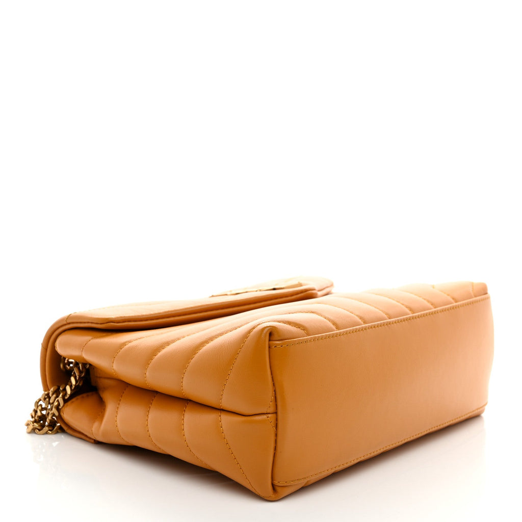 Calfskin Y Quilted Monogram Small Loulou Chain Satchel Cheddar