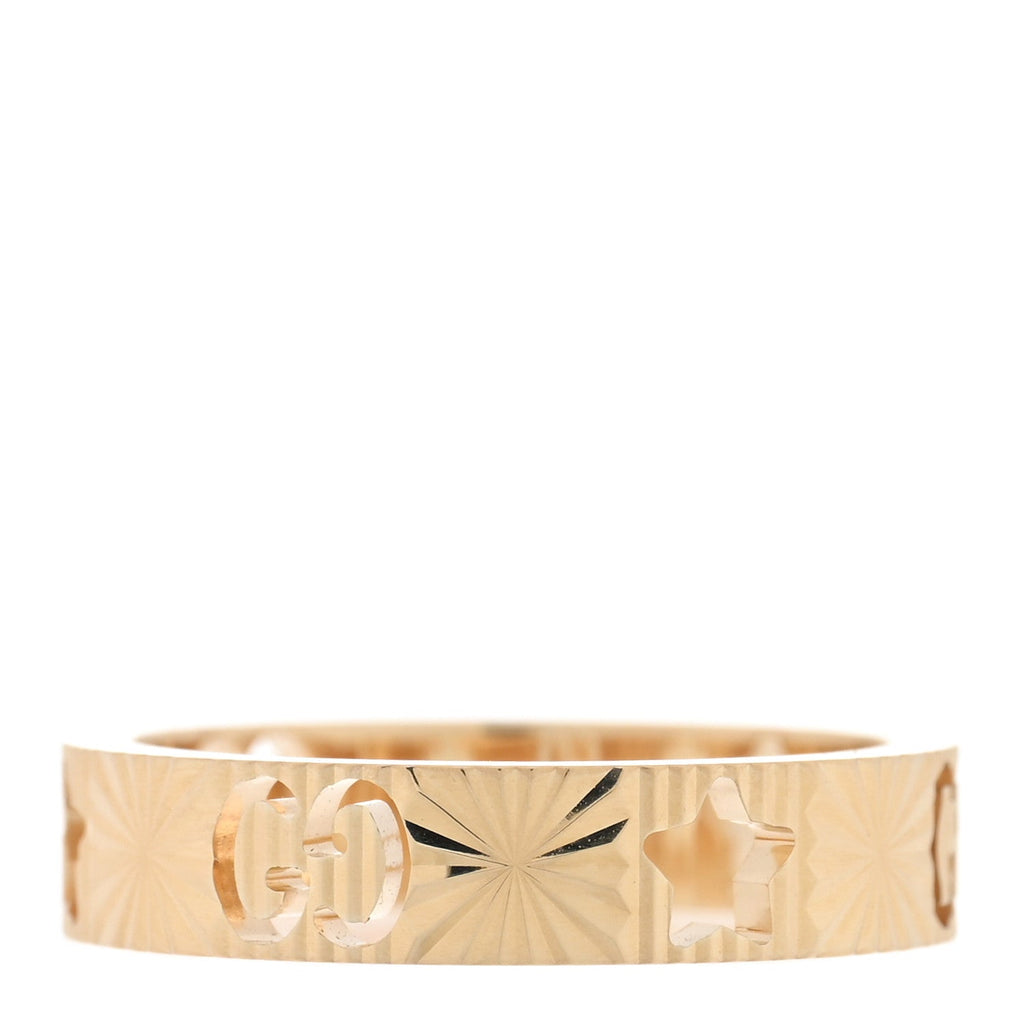 18K Yellow Gold Icon Stars Band Ring 48 4.5