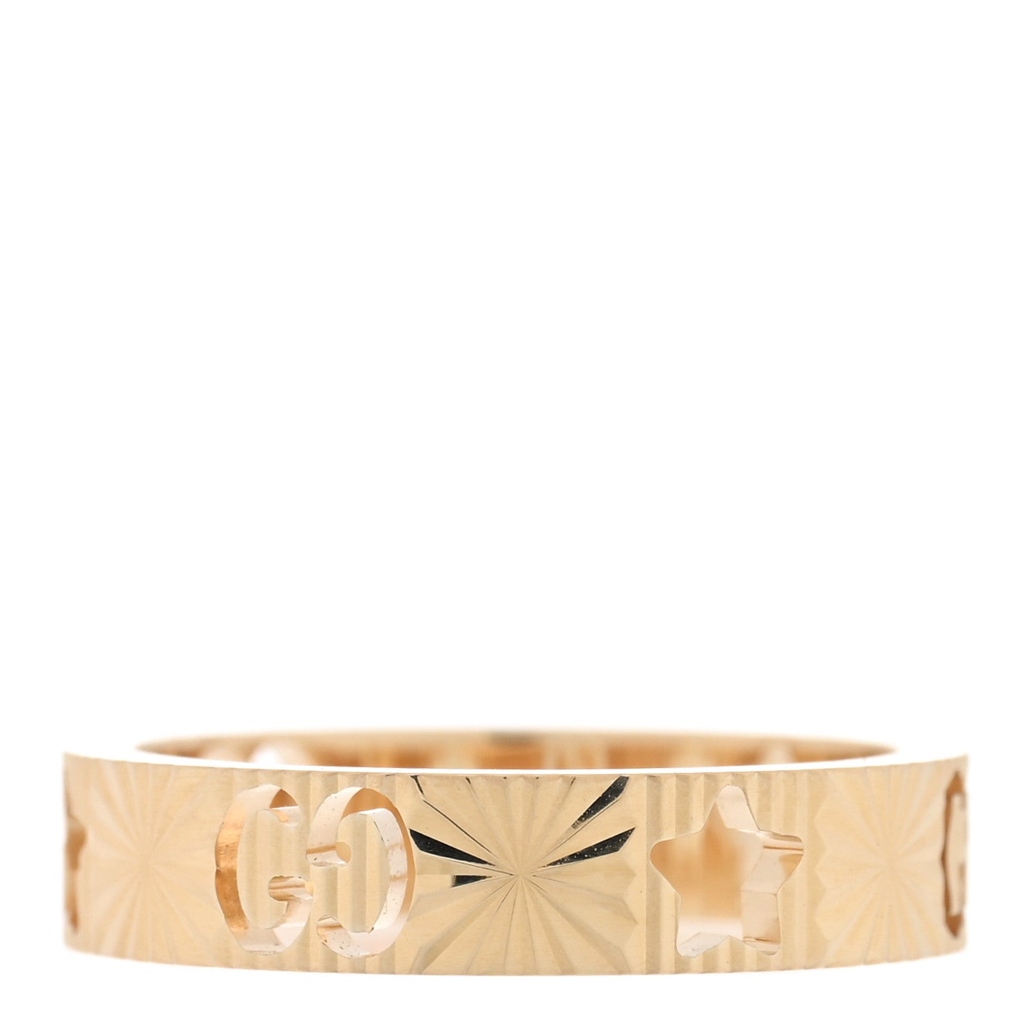 18K Yellow Gold Icon Stars Band Ring 48 4.5