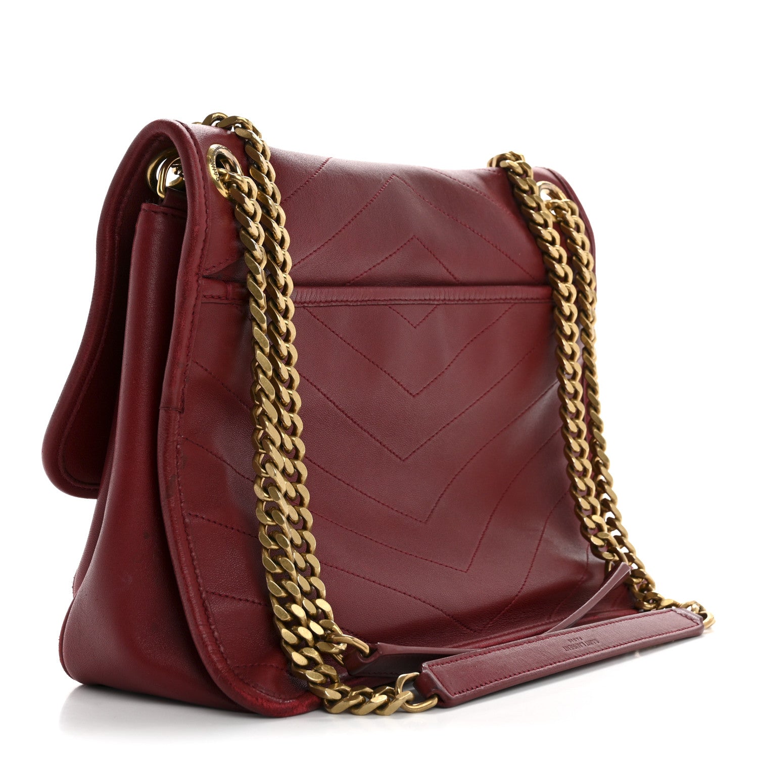 Lambskin Matelasse Monogram Medium Niki Chain Satchel Red