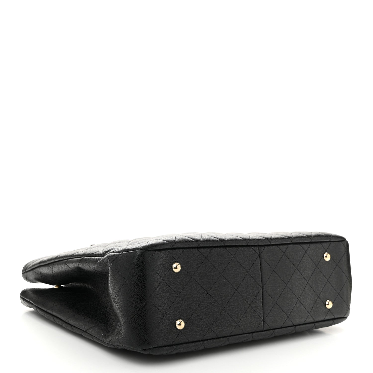 Caviar Quilted Large Shopping Tote Black