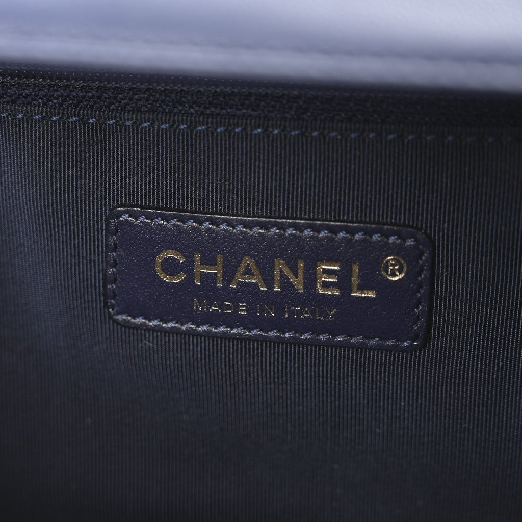 Lambskin A Real Catch Flap Bag Navy Blue