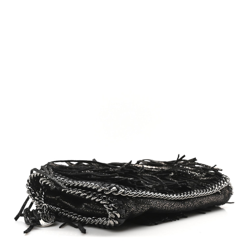 Shaggy Deer Fringe Flat Crossbody Black