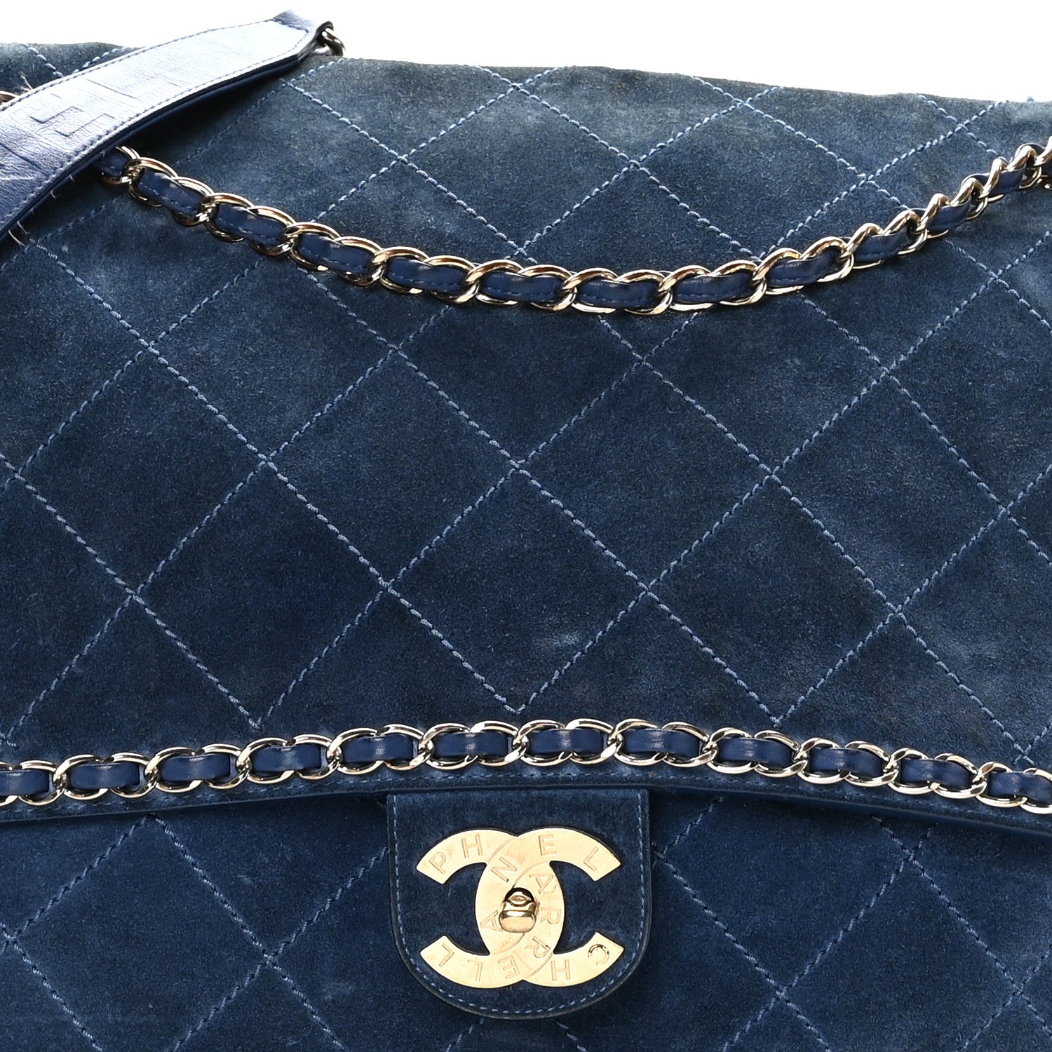 x Pharrell Williams Suede Lambskin XXL Flap Bag Navy