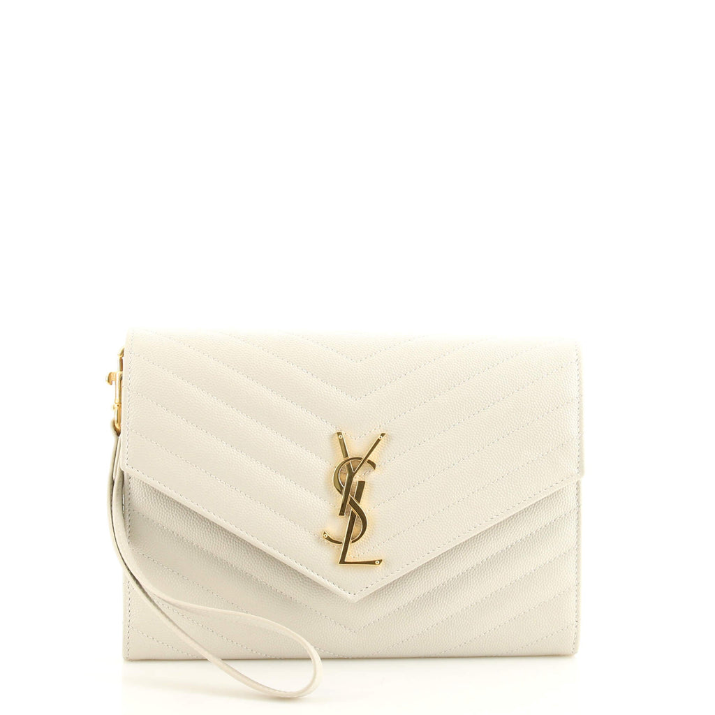 Classic Monogram Flap Wristlet Clutch Matelasse Chevron Leather