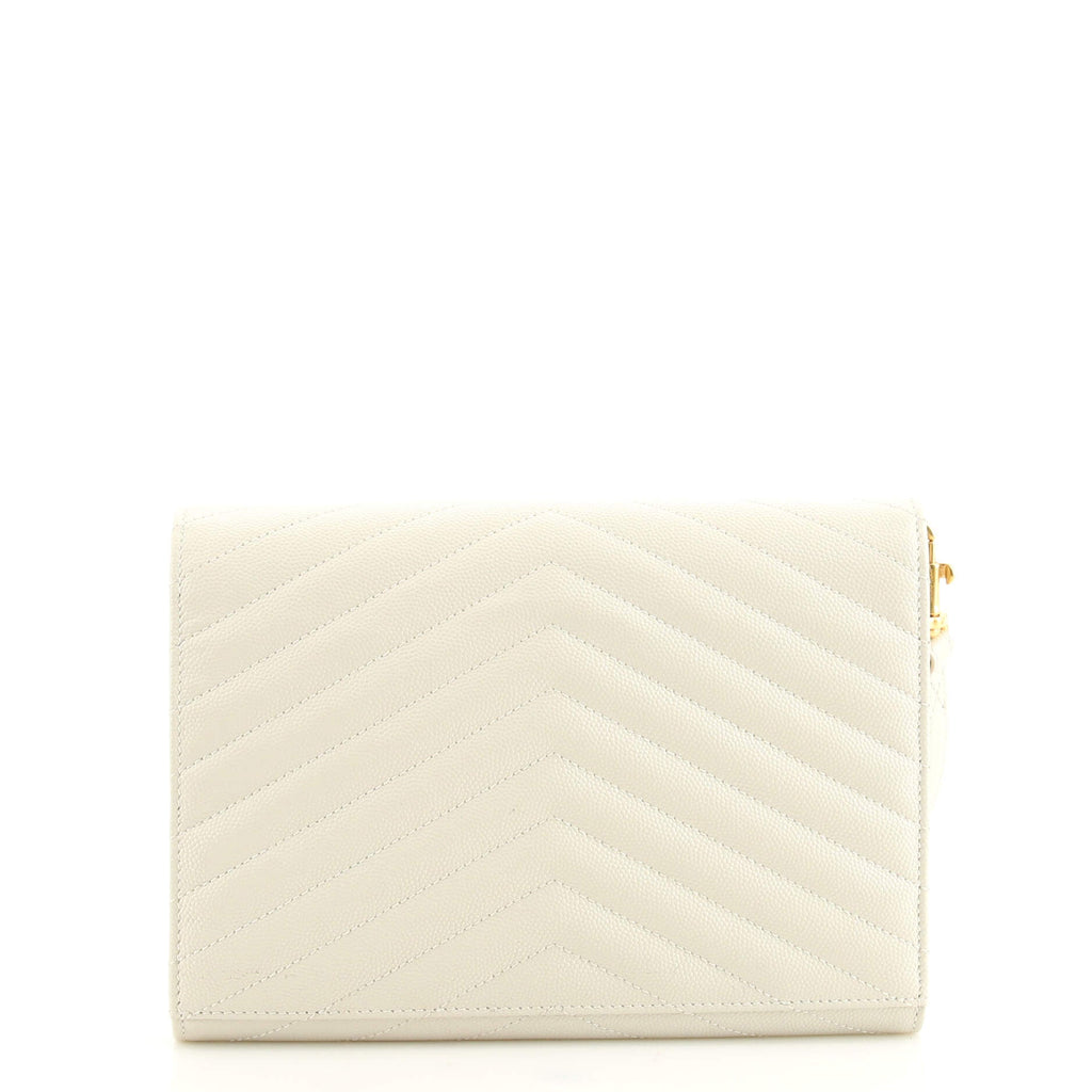 Classic Monogram Flap Wristlet Clutch Matelasse Chevron Leather