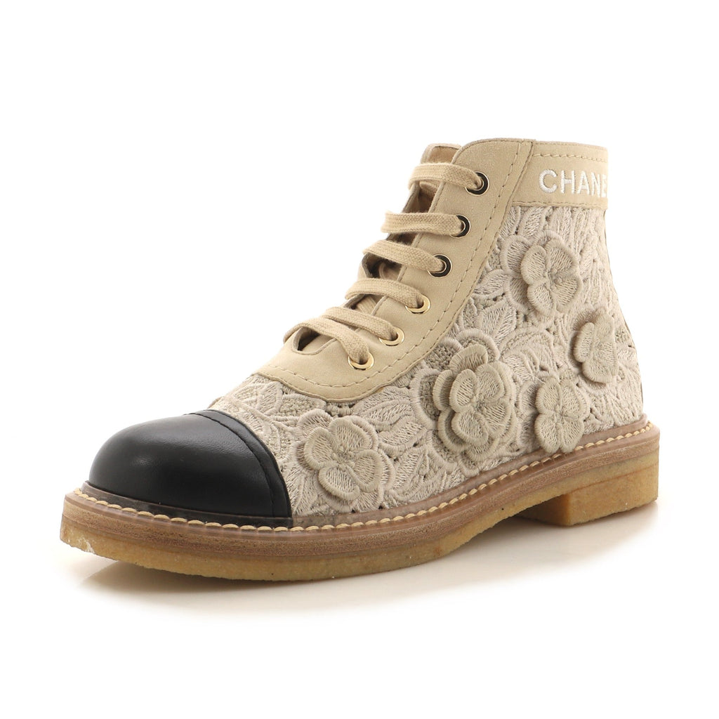 Women's Clover CC Oxfords Embroidered Fabric with Leather