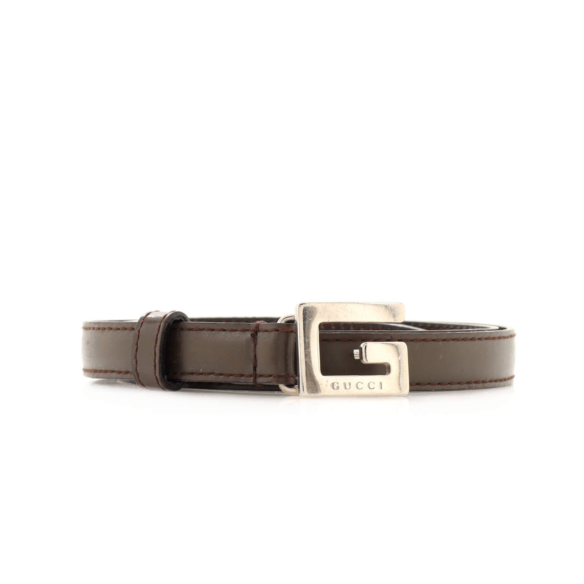Square G Buckle Belt Leather Thin 75