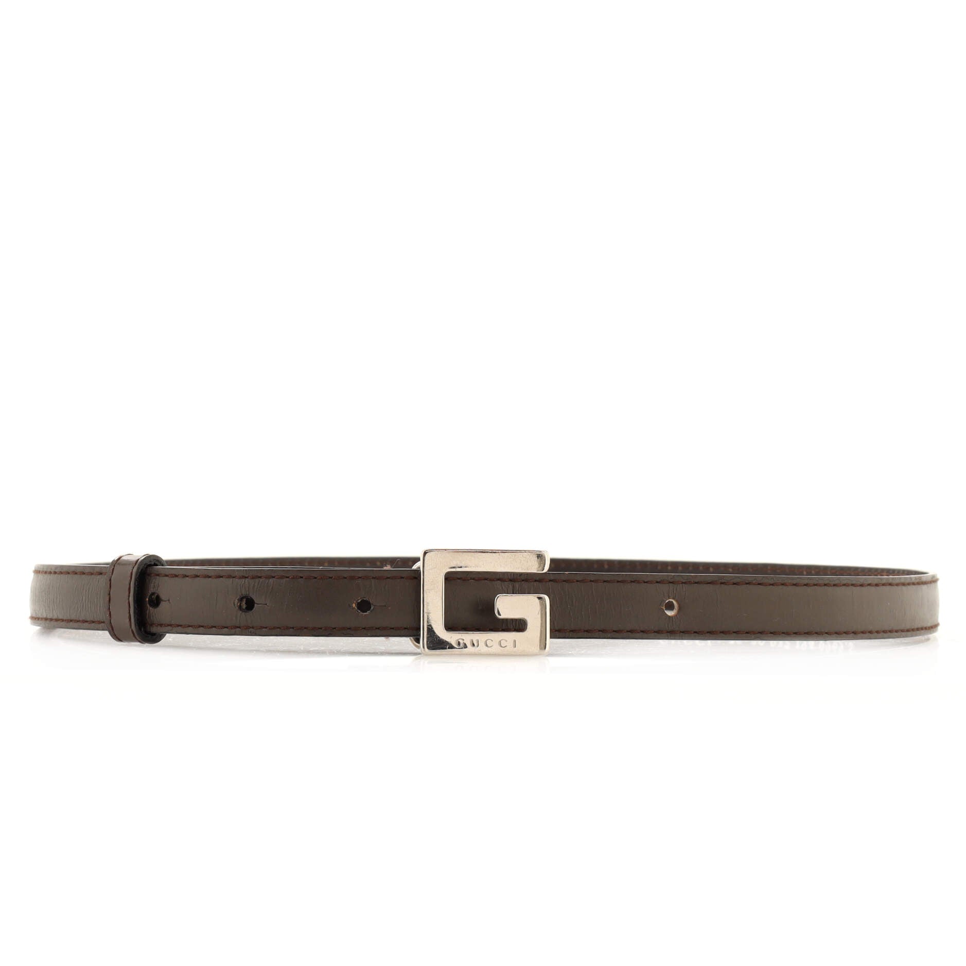 Square G Buckle Belt Leather Thin 75