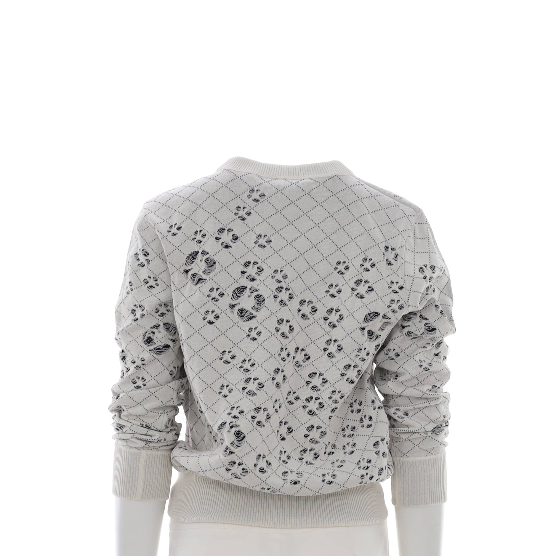 Women's Distressed Crewneck Sweater Paper and Cotton Blend