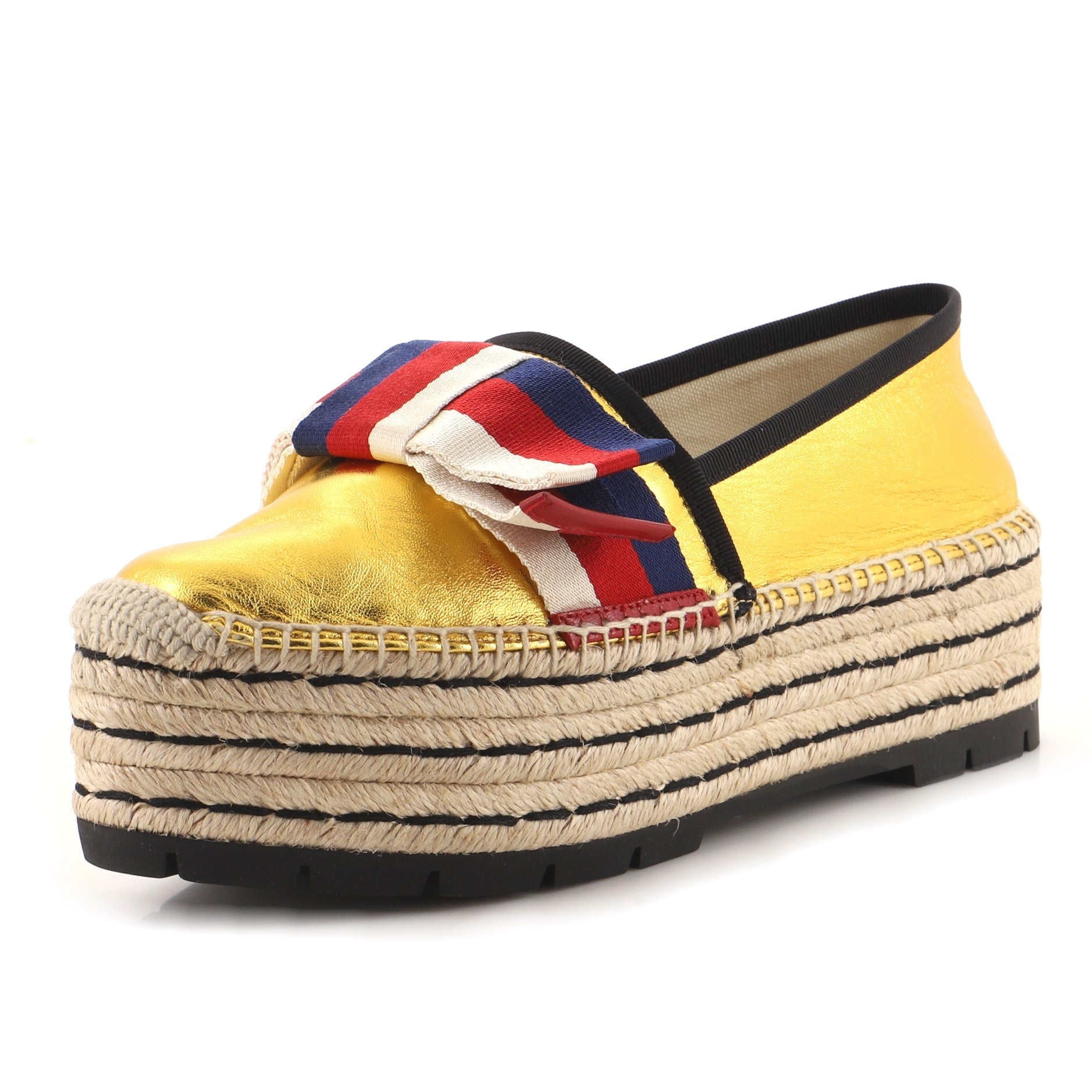 Women's Sylvie Web Bow Platform Espadrilles Leather