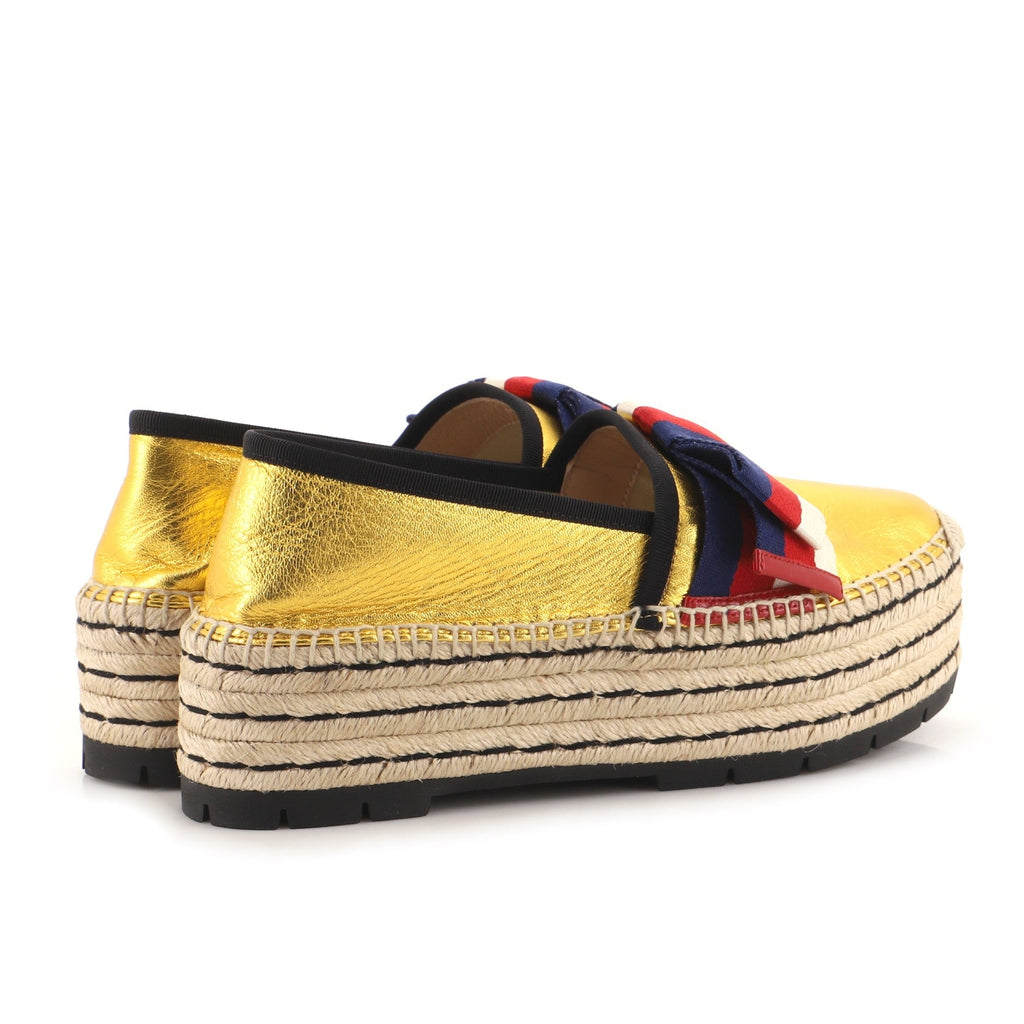 Women's Sylvie Web Bow Platform Espadrilles Leather