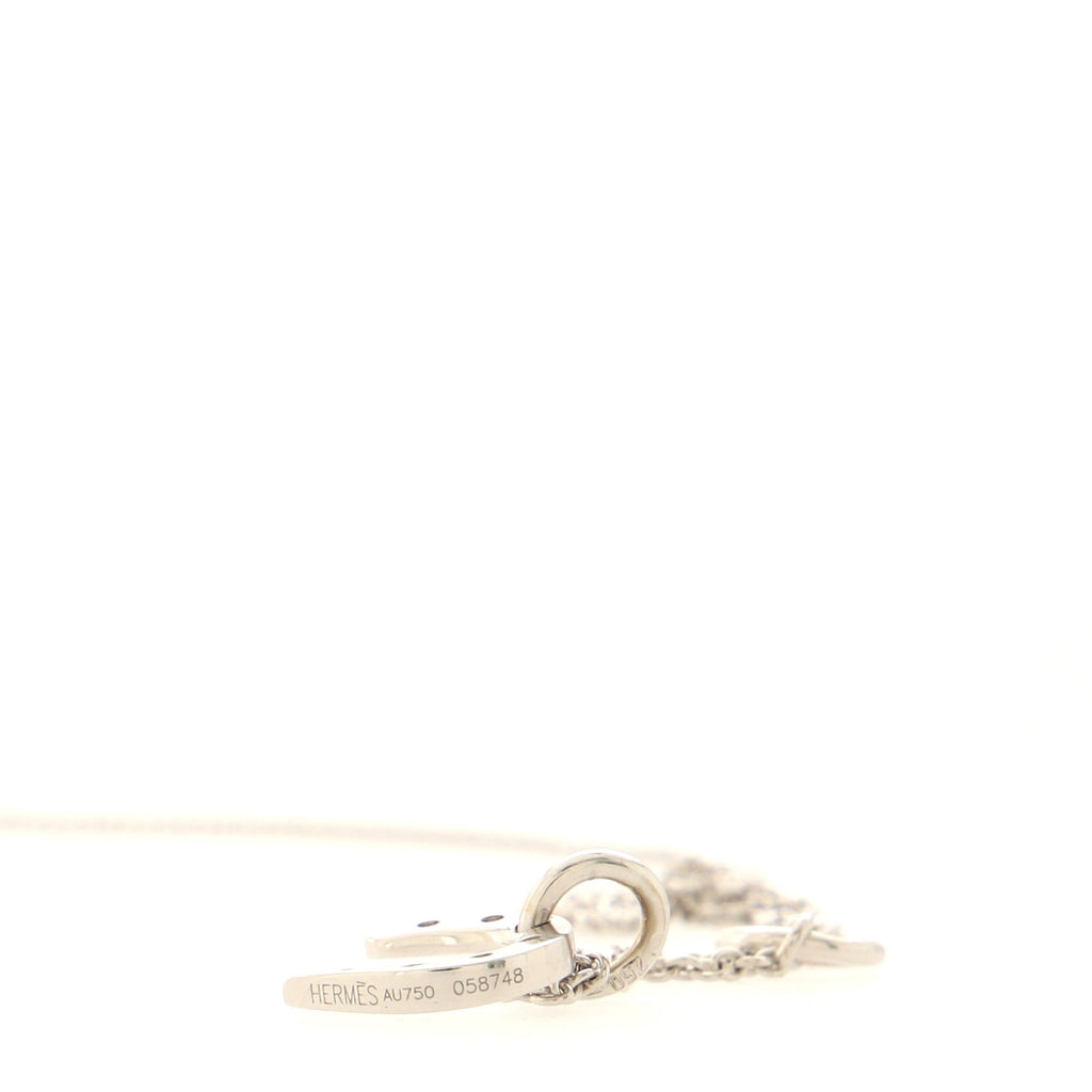 Vintage Horseshoe Pendant Necklace 18K White Gold with Diamonds