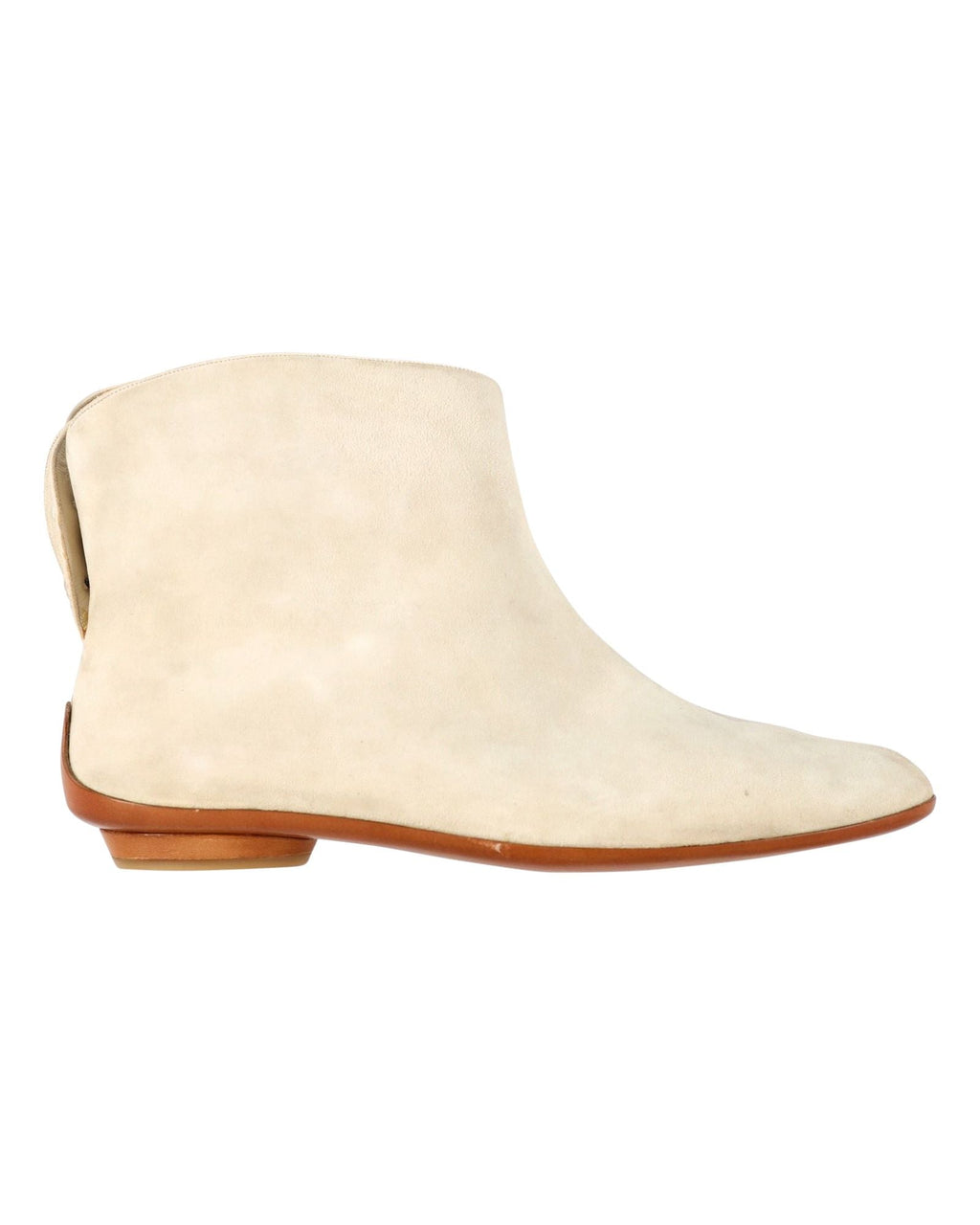 Women's Salvatore Ferragamo Limited Edition Flat Ankle Boots in Cream Suede