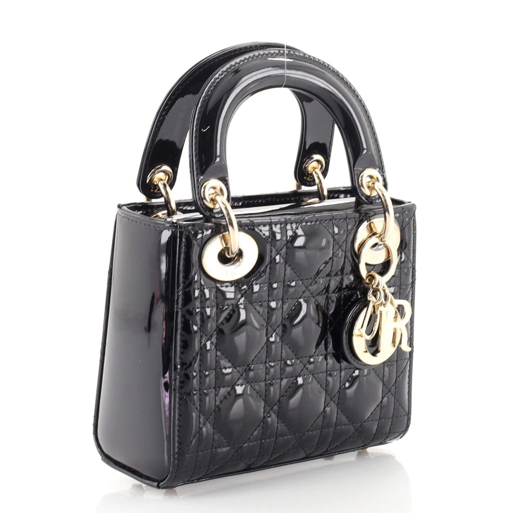 Lady Dior Chain Bag Cannage Quilt Patent Mini