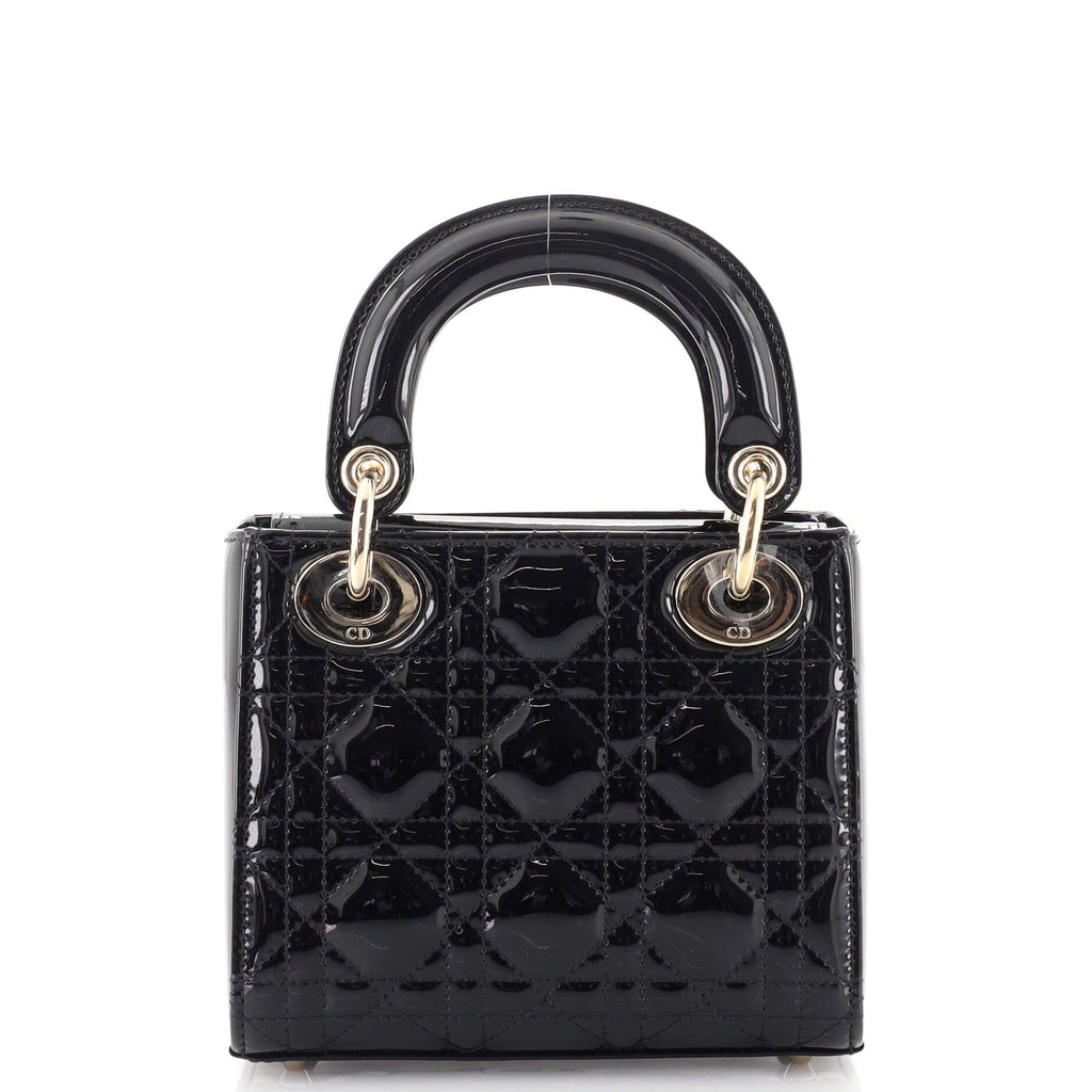 Lady Dior Chain Bag Cannage Quilt Patent Mini