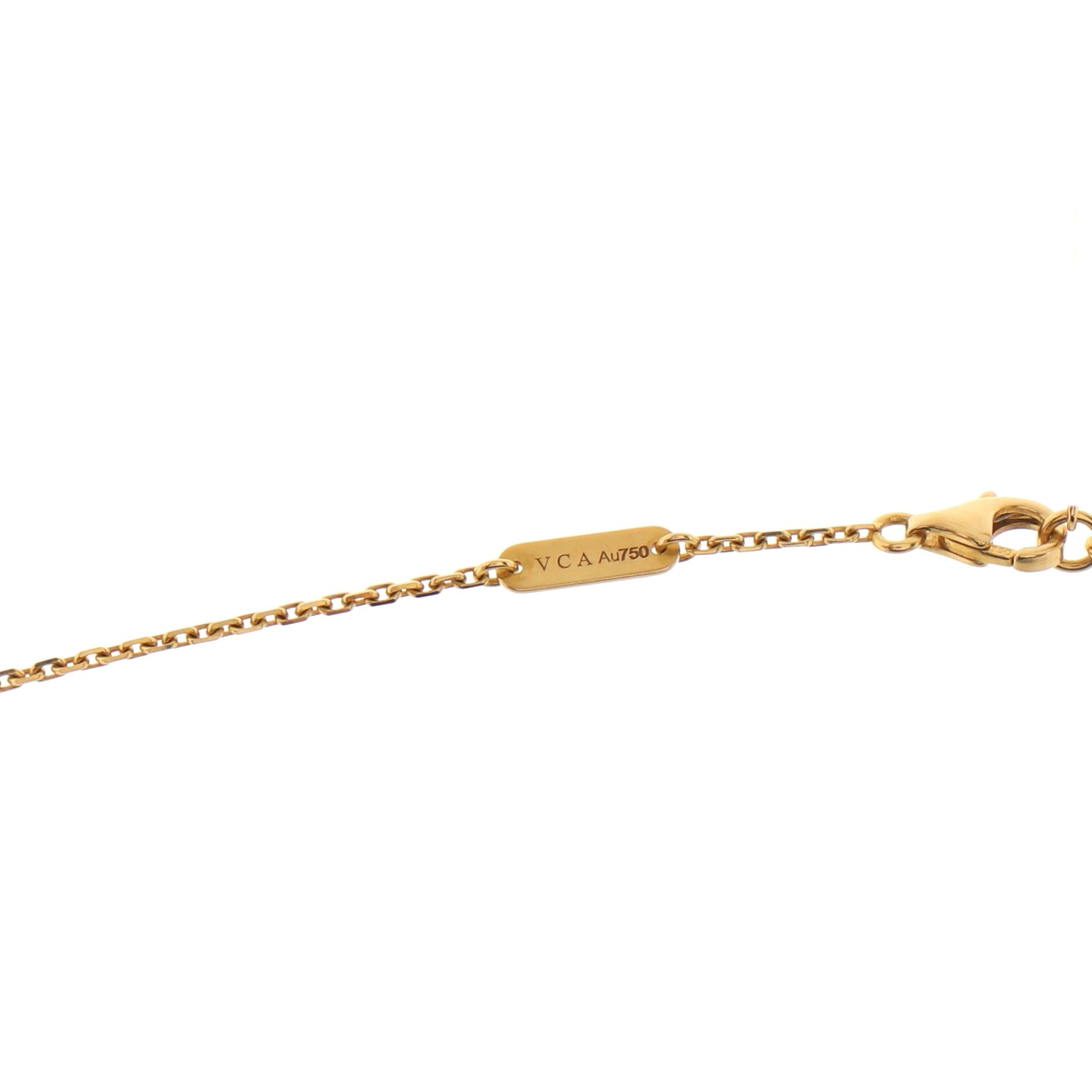 Vintage Alhambra Pendant Necklace 18K Yellow Gold and Malachite with Diamond