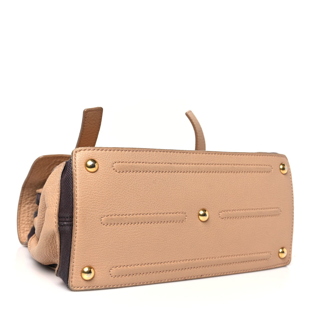 Calfskin Canvas Small Muse Two Beige