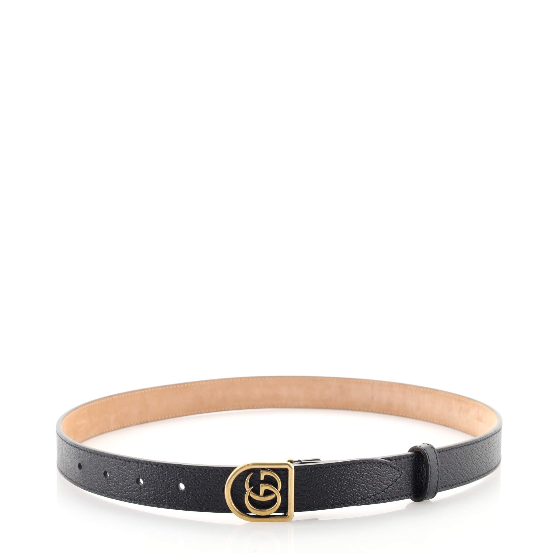 Framed GG Round Buckle Belt Leather Medium 80