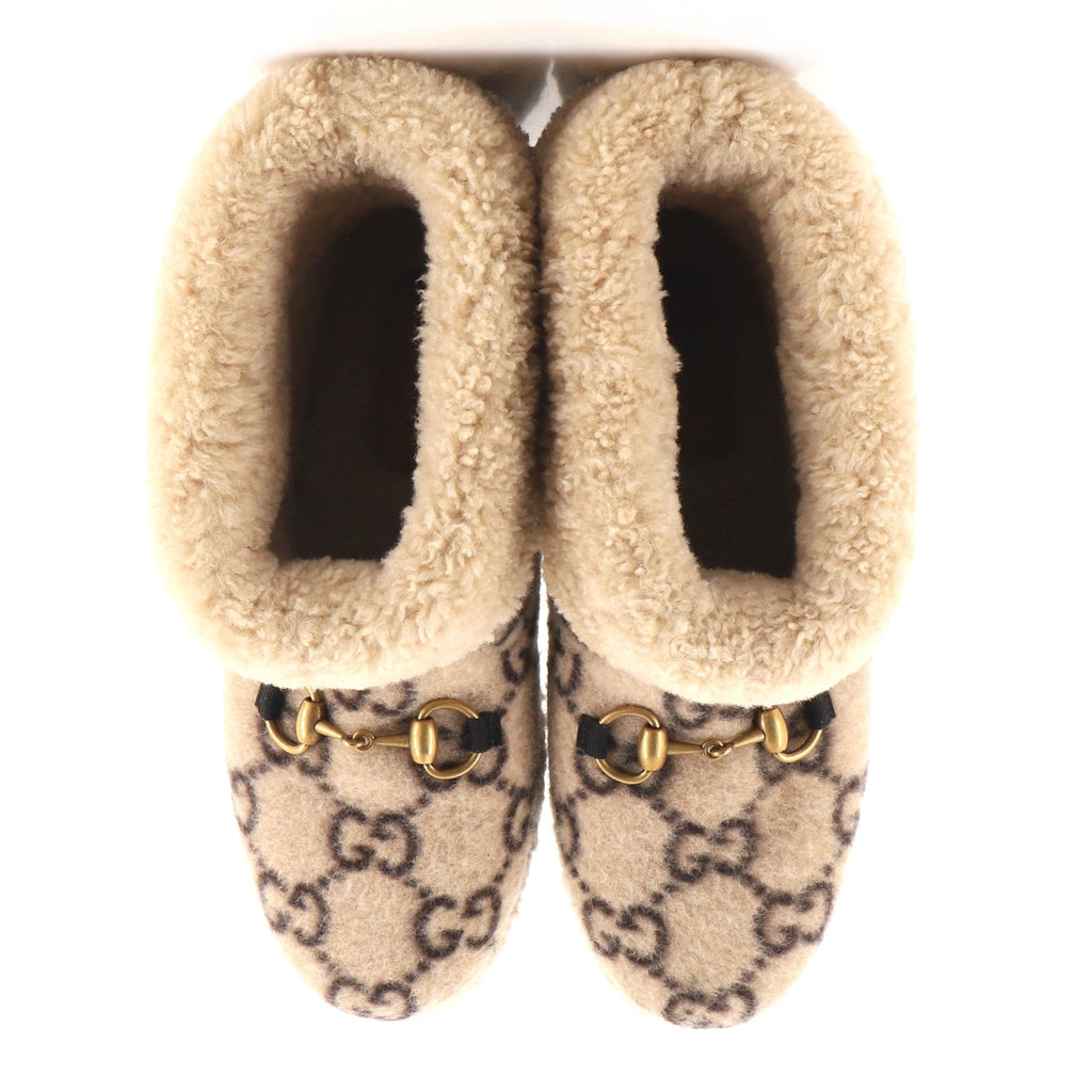 Women's Fria Horsebit Ankle Boots GG Wool and Shearling