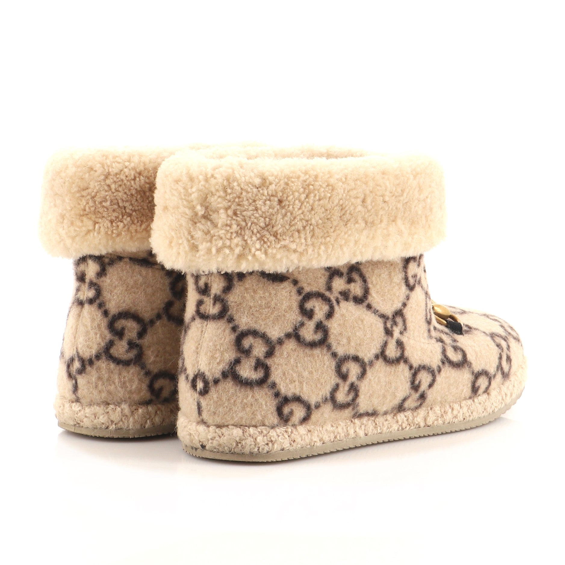 Women's Fria Horsebit Ankle Boots GG Wool and Shearling