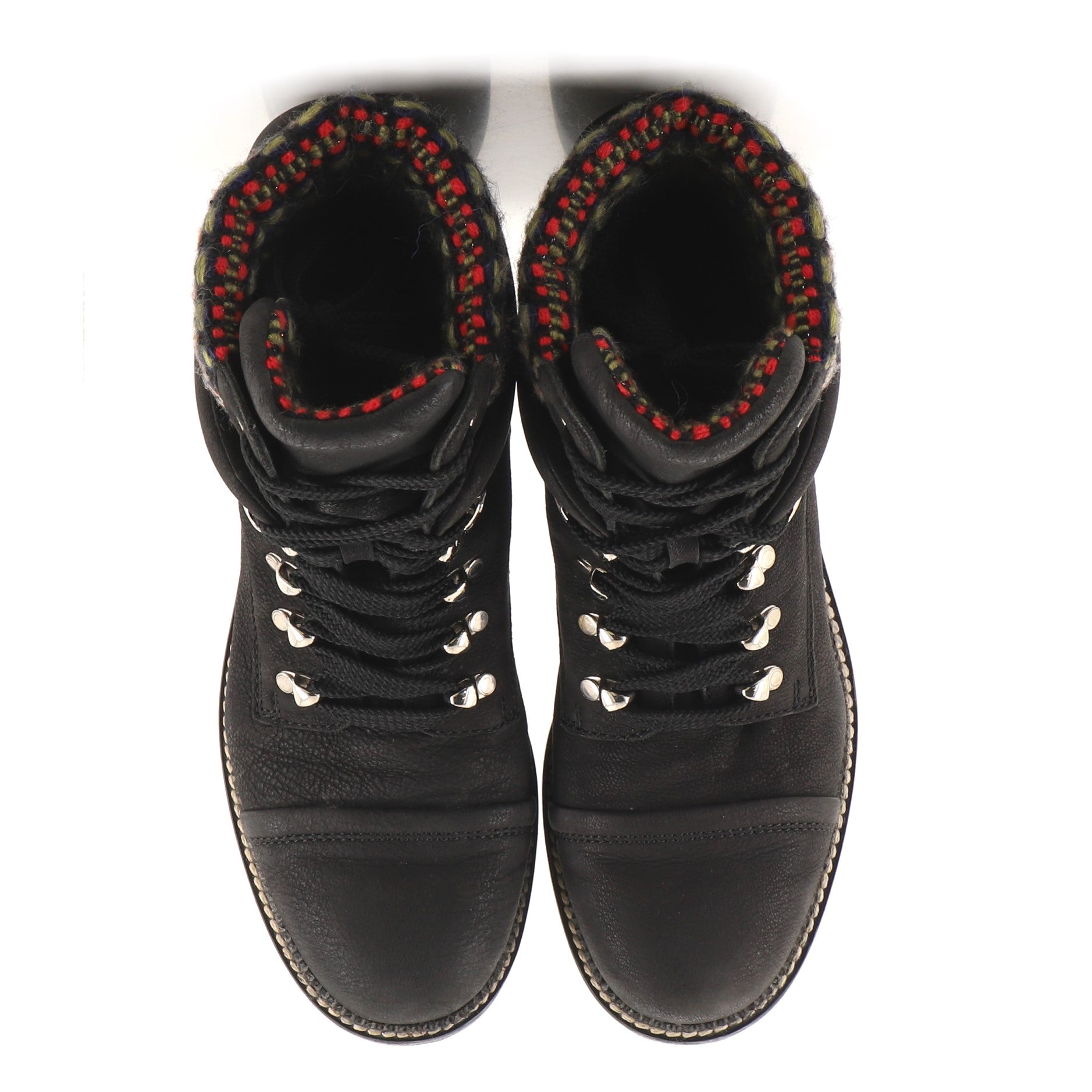 Women's Cap Toe Combat Boots Leather with Tweed