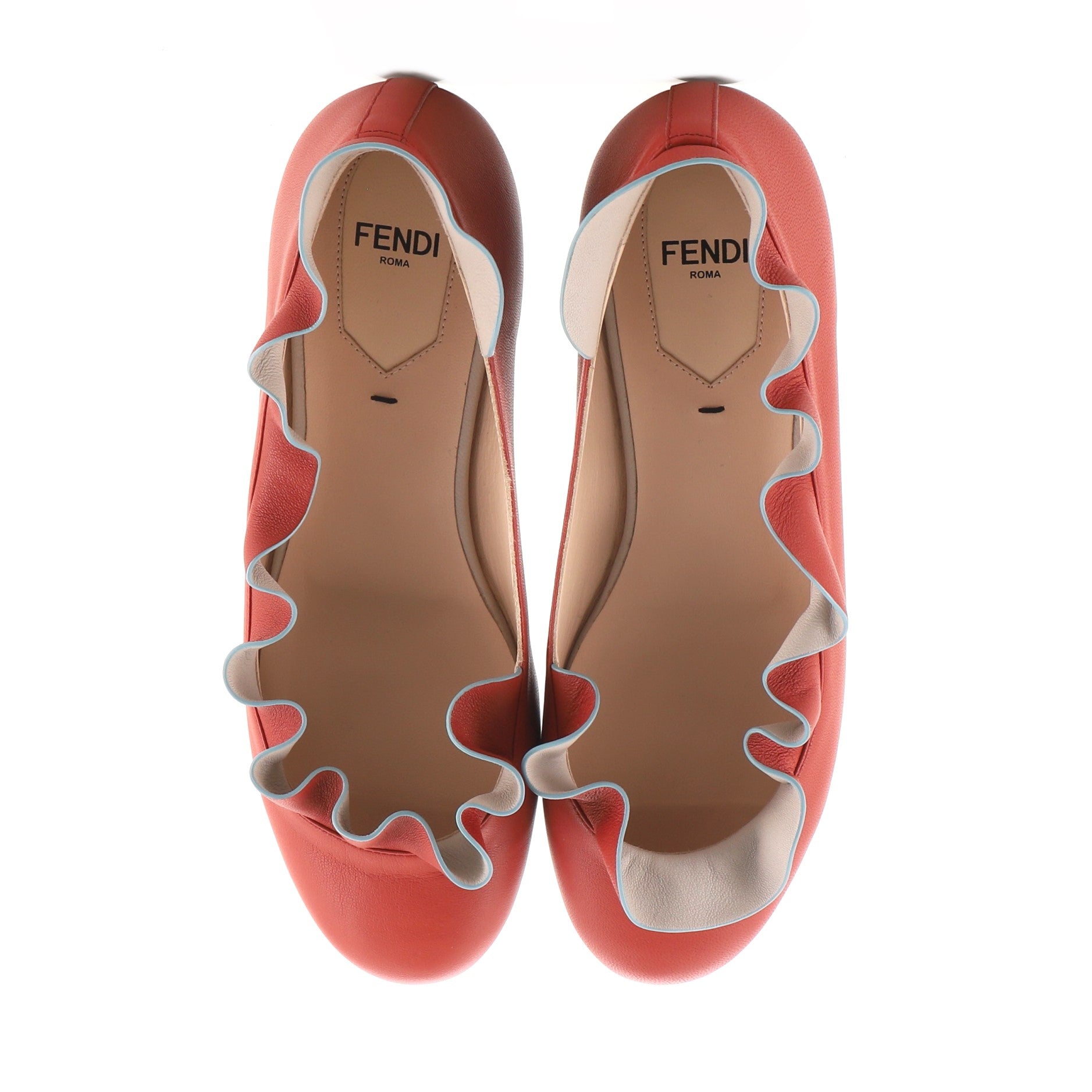 Women's Ruffle Trim Ballerina Flats Leather