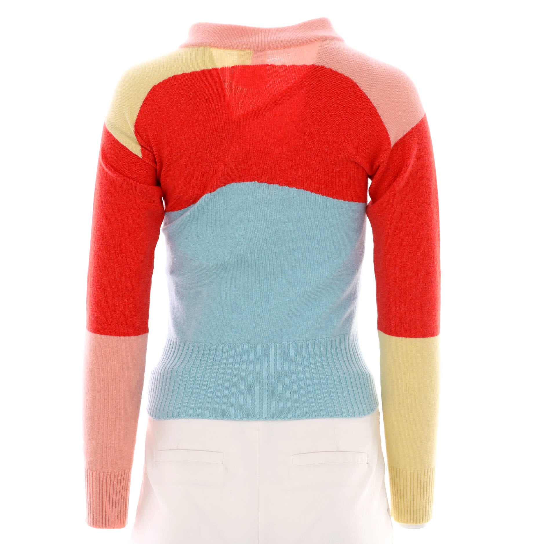 Women's Plane Pins Crewneck Sweater Colorblock Cashmere