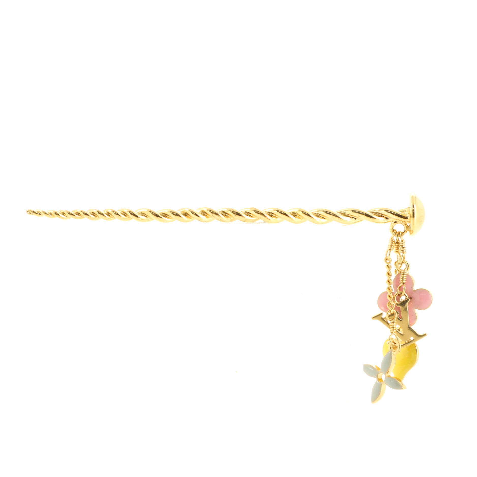 Sweet Monogram Hair Pin Metal with Enamel