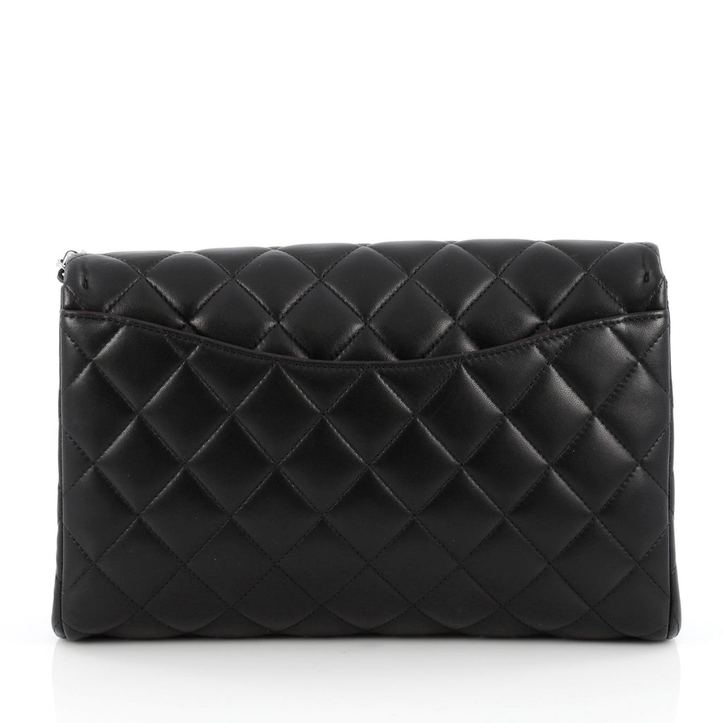 Clutch with Chain Quilted Lambskin