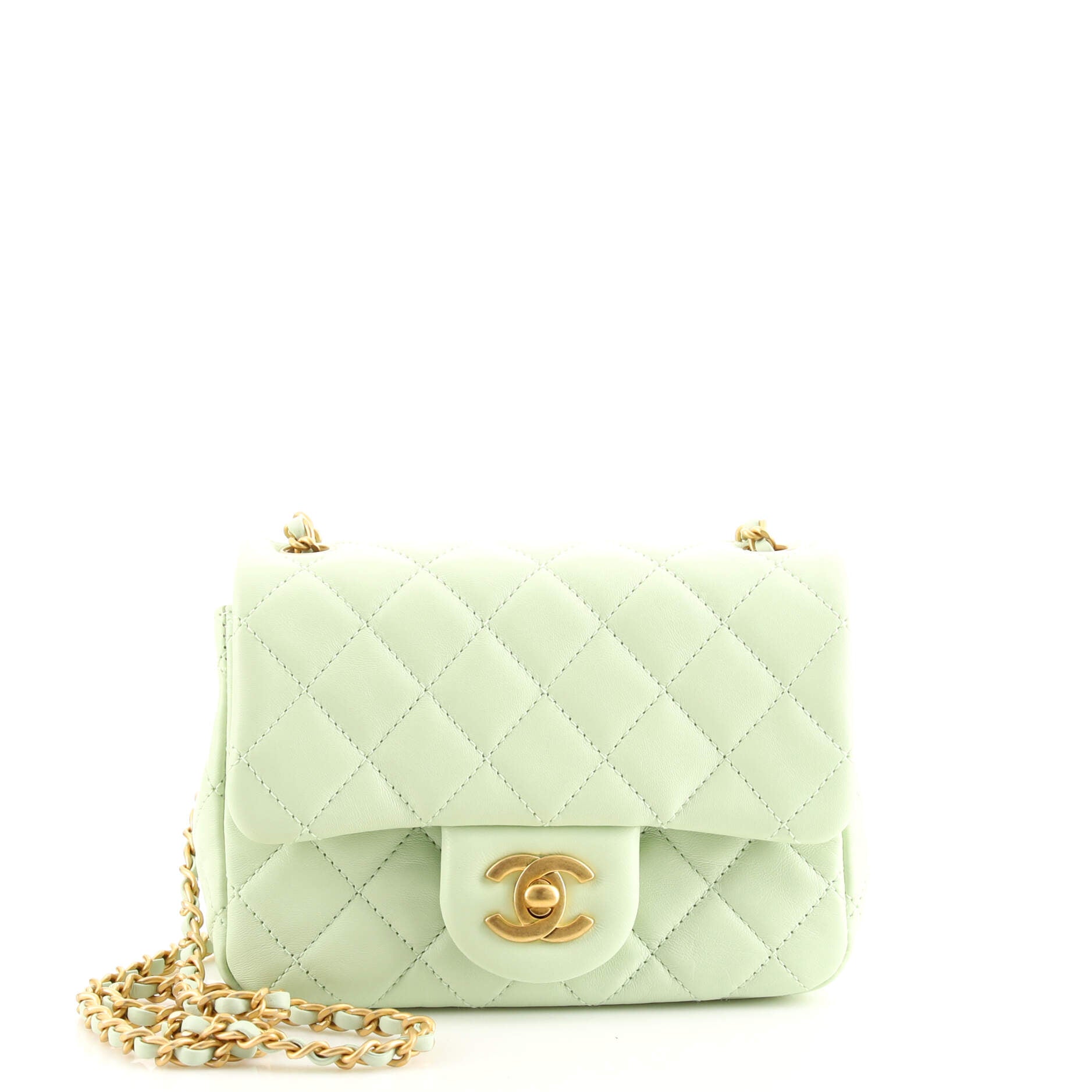 Pearl Crush Square Flap Bag Quilted Lambskin Mini