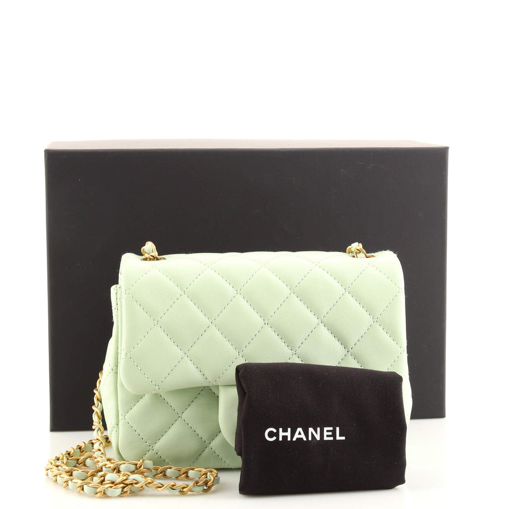 Pearl Crush Square Flap Bag Quilted Lambskin Mini