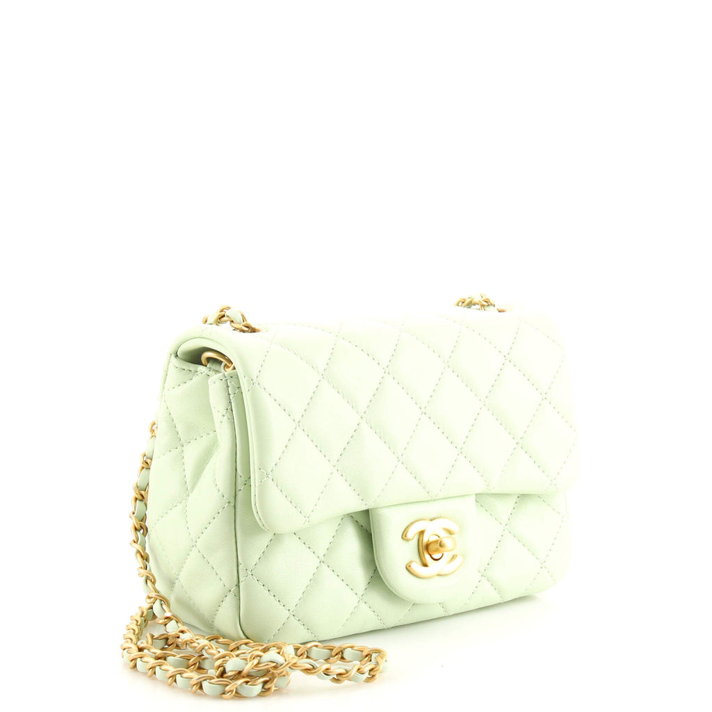 Pearl Crush Square Flap Bag Quilted Lambskin Mini