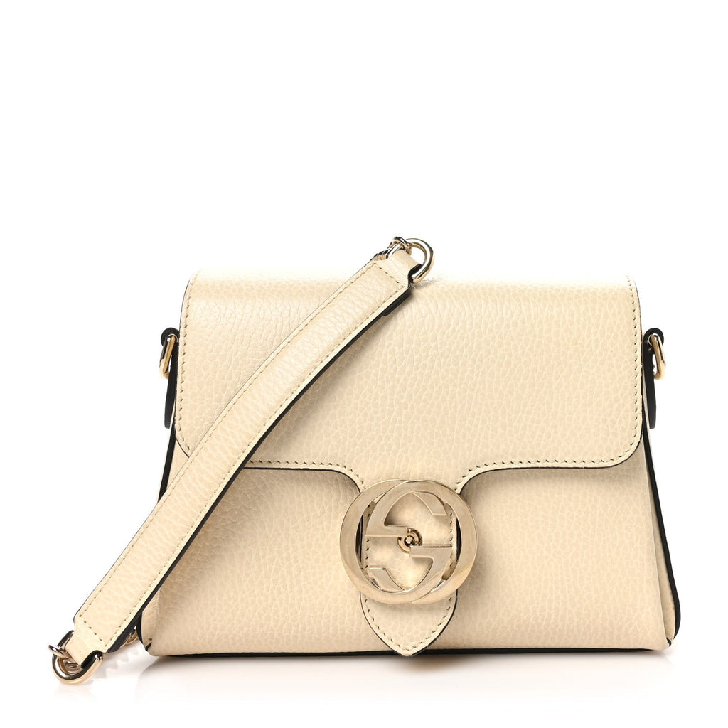 Dollar Calfskin Interlocking G Crossbody Bag Mystic White