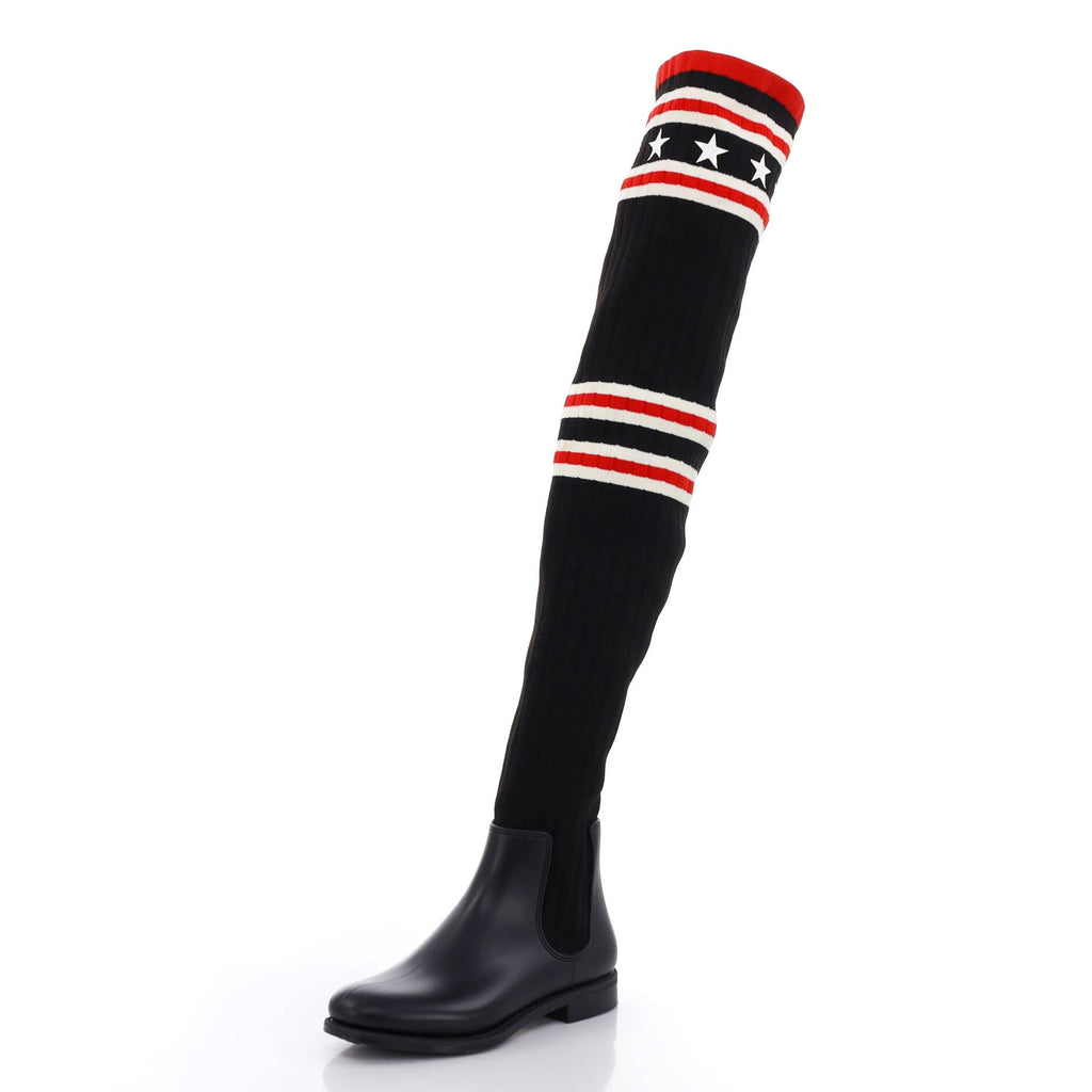 Women's Storm Over The Knee Rain Boots Knit and Rubber