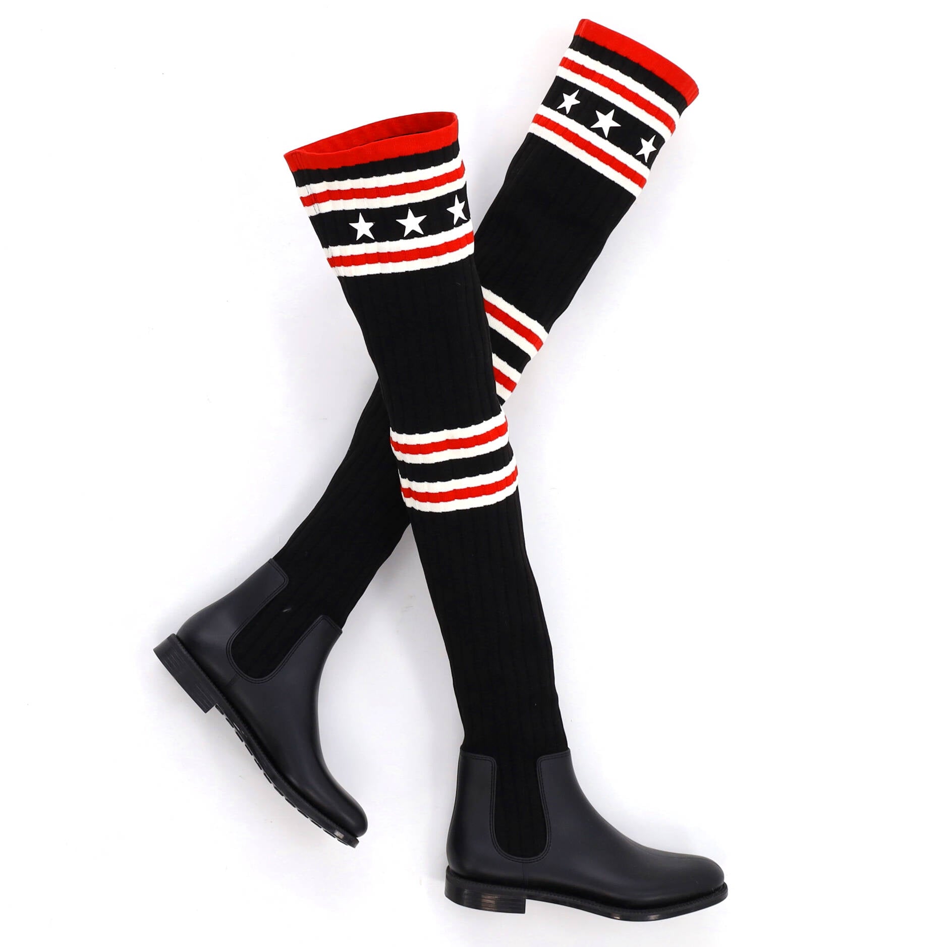 Women's Storm Over The Knee Rain Boots Knit and Rubber
