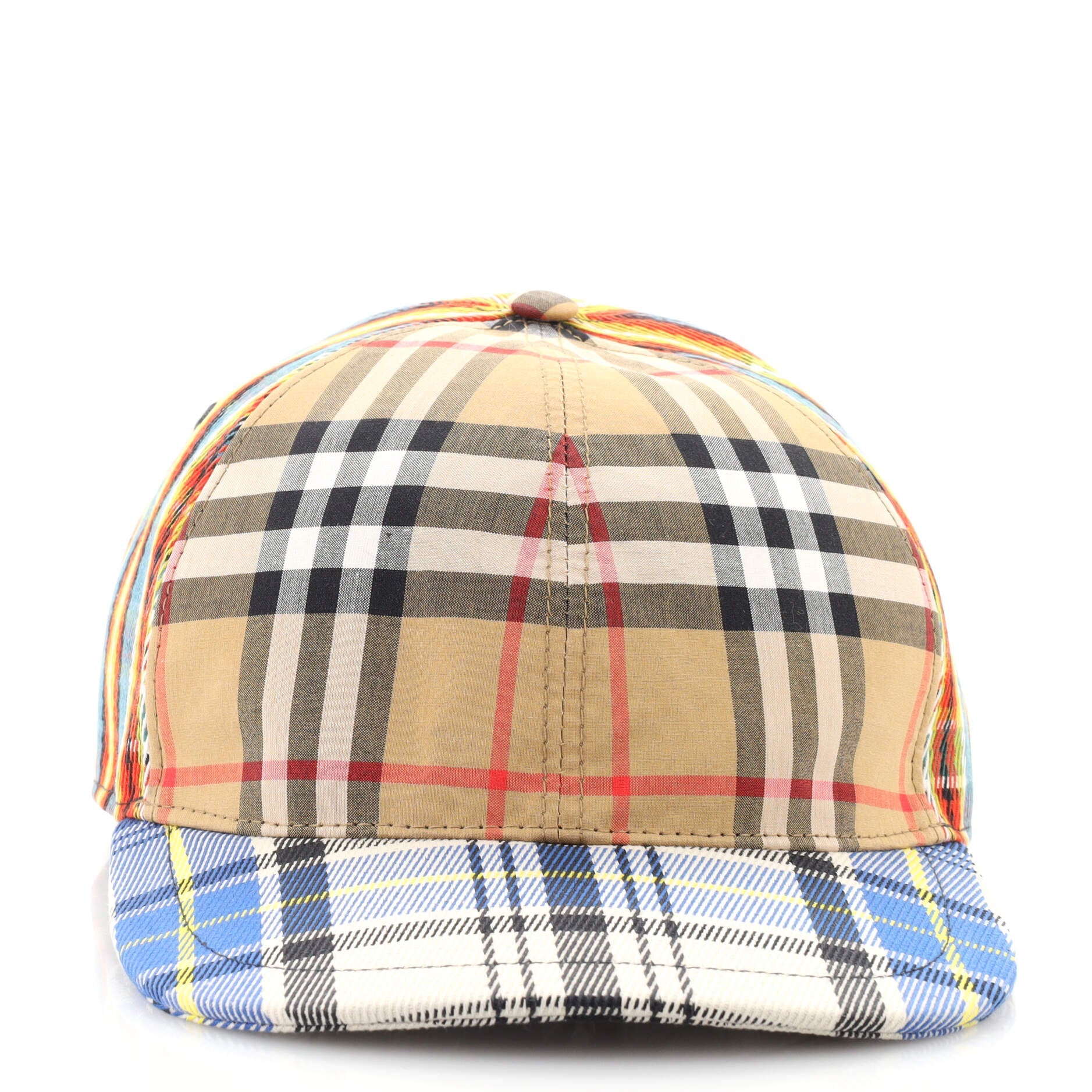 Baseball Cap Patchwork Mixed Check Canvas Medium