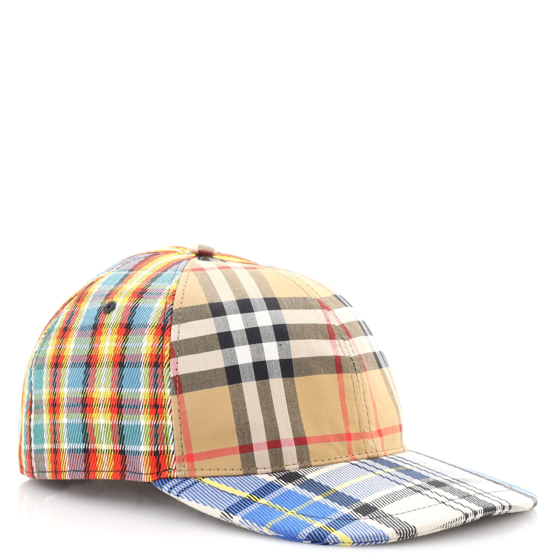 Baseball Cap Patchwork Mixed Check Canvas Medium