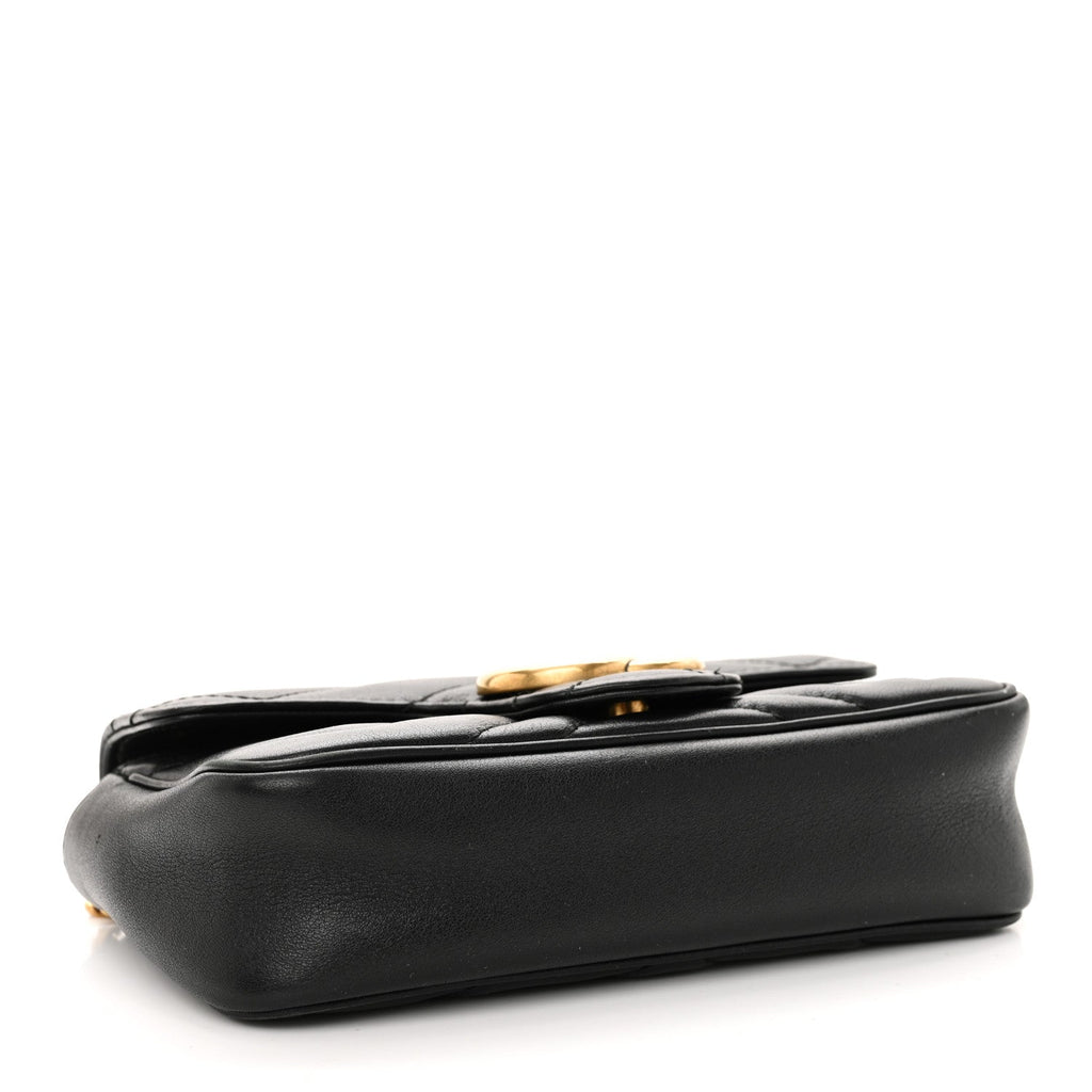 Calfskin Matelasse Super Mini GG Marmont Shoulder Bag Black