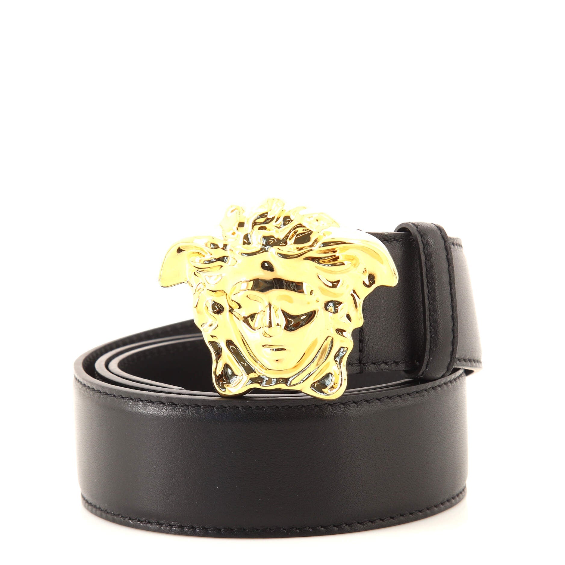 Medusa Buckle Belt Leather Wide 90