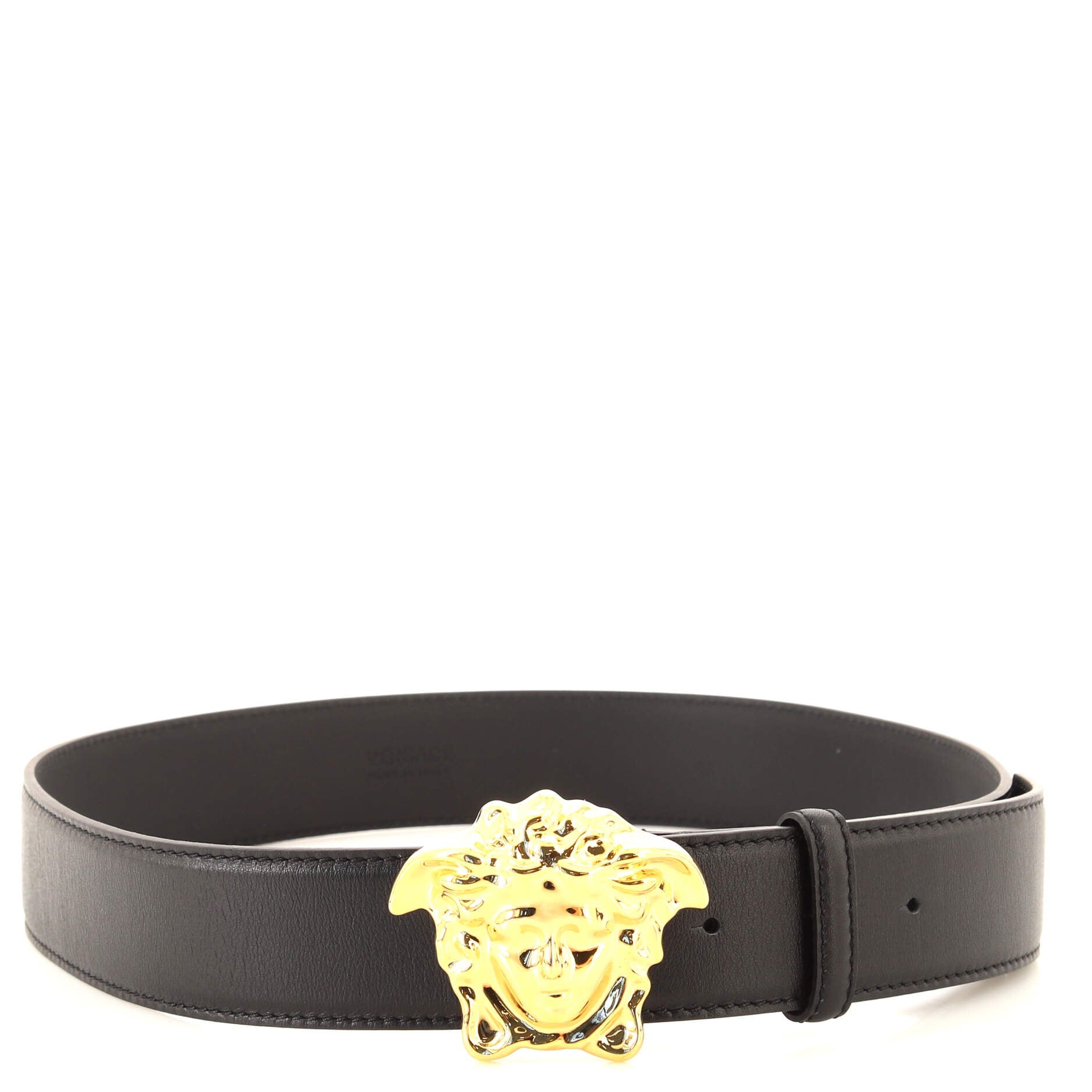 Medusa Buckle Belt Leather Wide 90