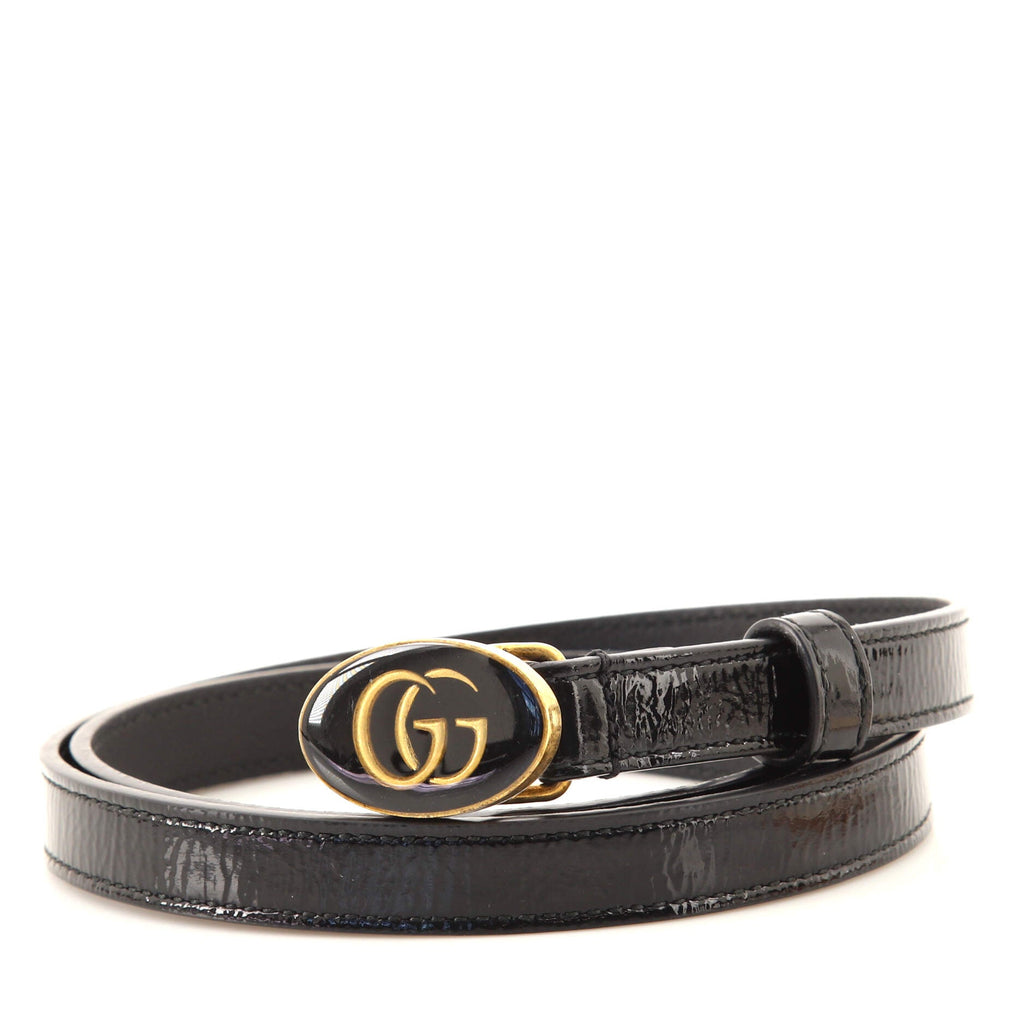 GG Oval Buckle Belt Patent with Enamel Thin 80