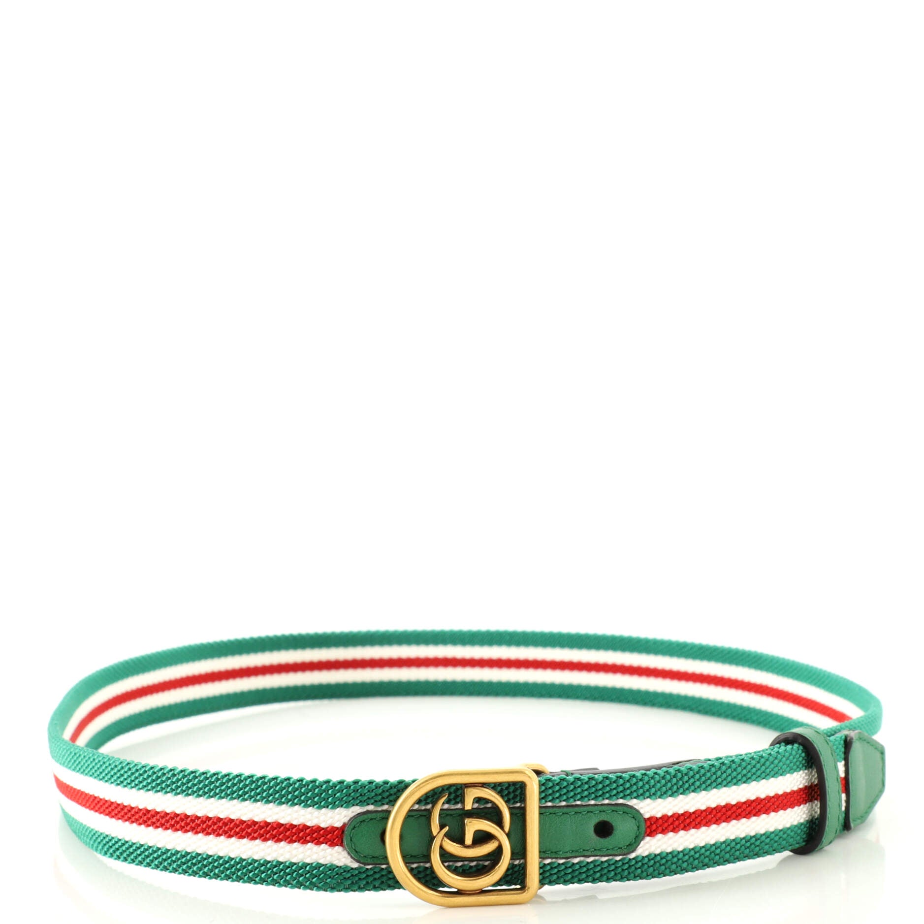 Framed GG Round Buckle Belt Web Canvas Thin 90