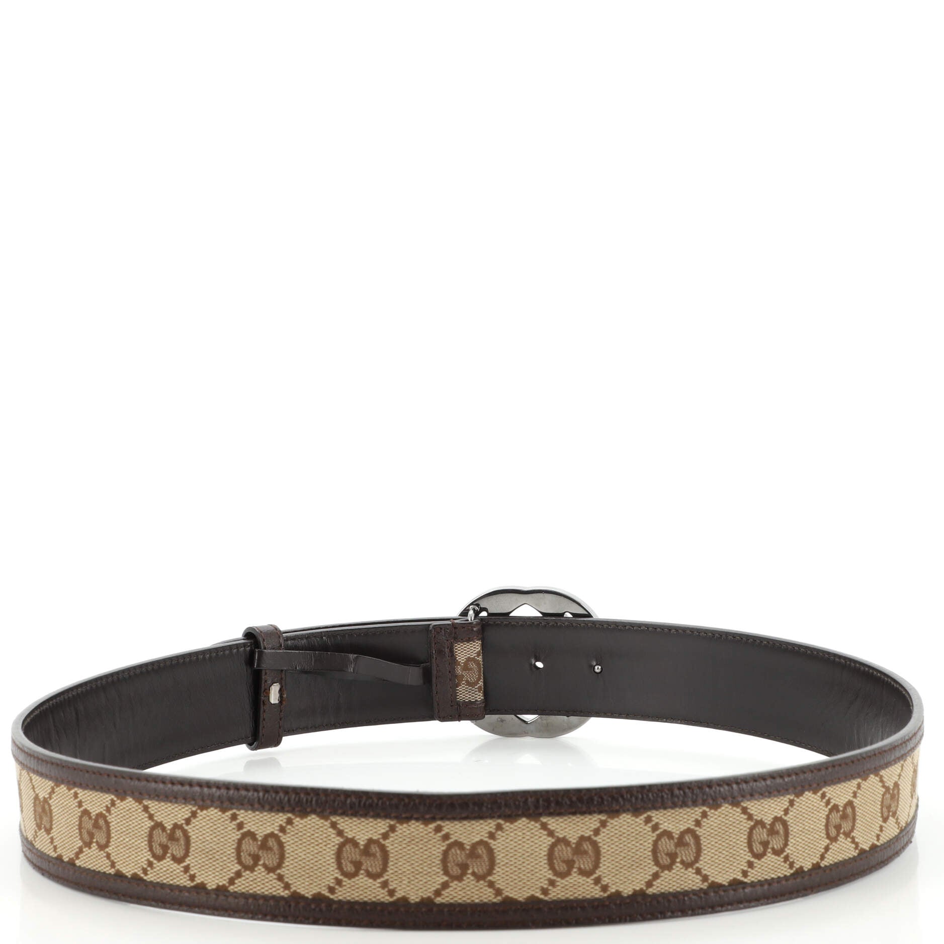 Interlocking G Belt GG Canvas with Leather Wide 90