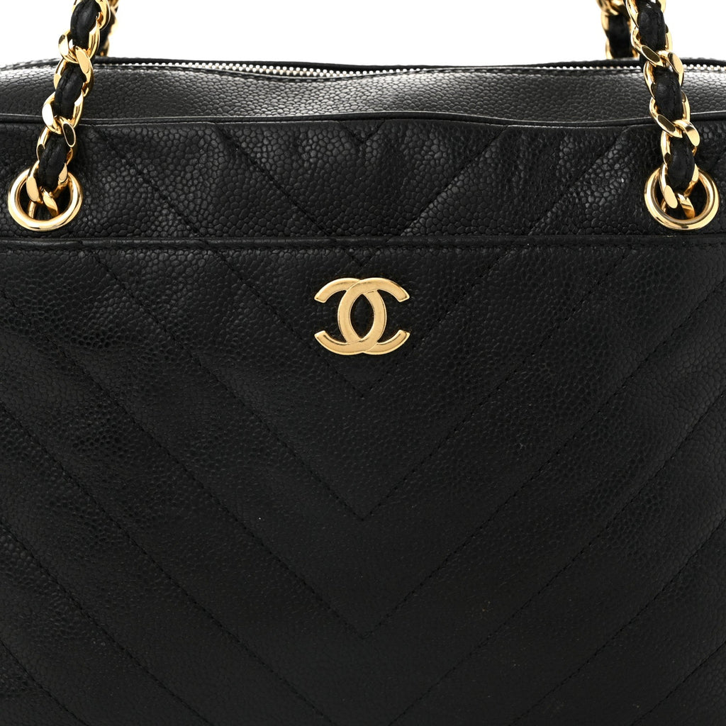 Caviar Chevron Quilted Camera Case Black